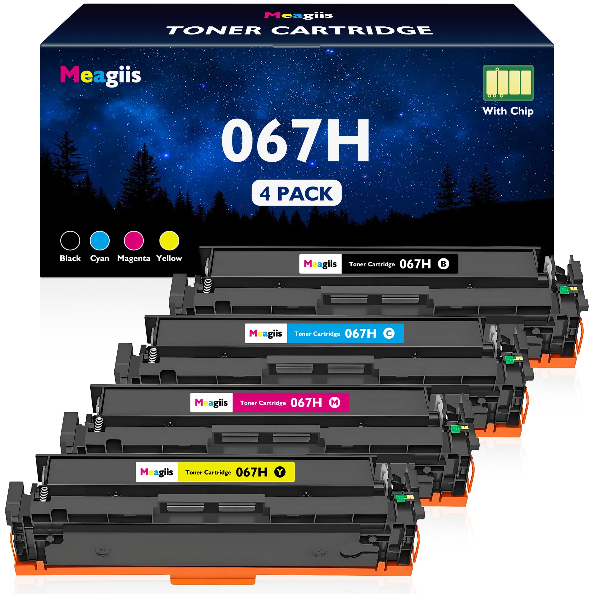 Photo 1 of Meagiis 067H 067 Toner Cartridge Set High Yield Replacement for Canon 067H