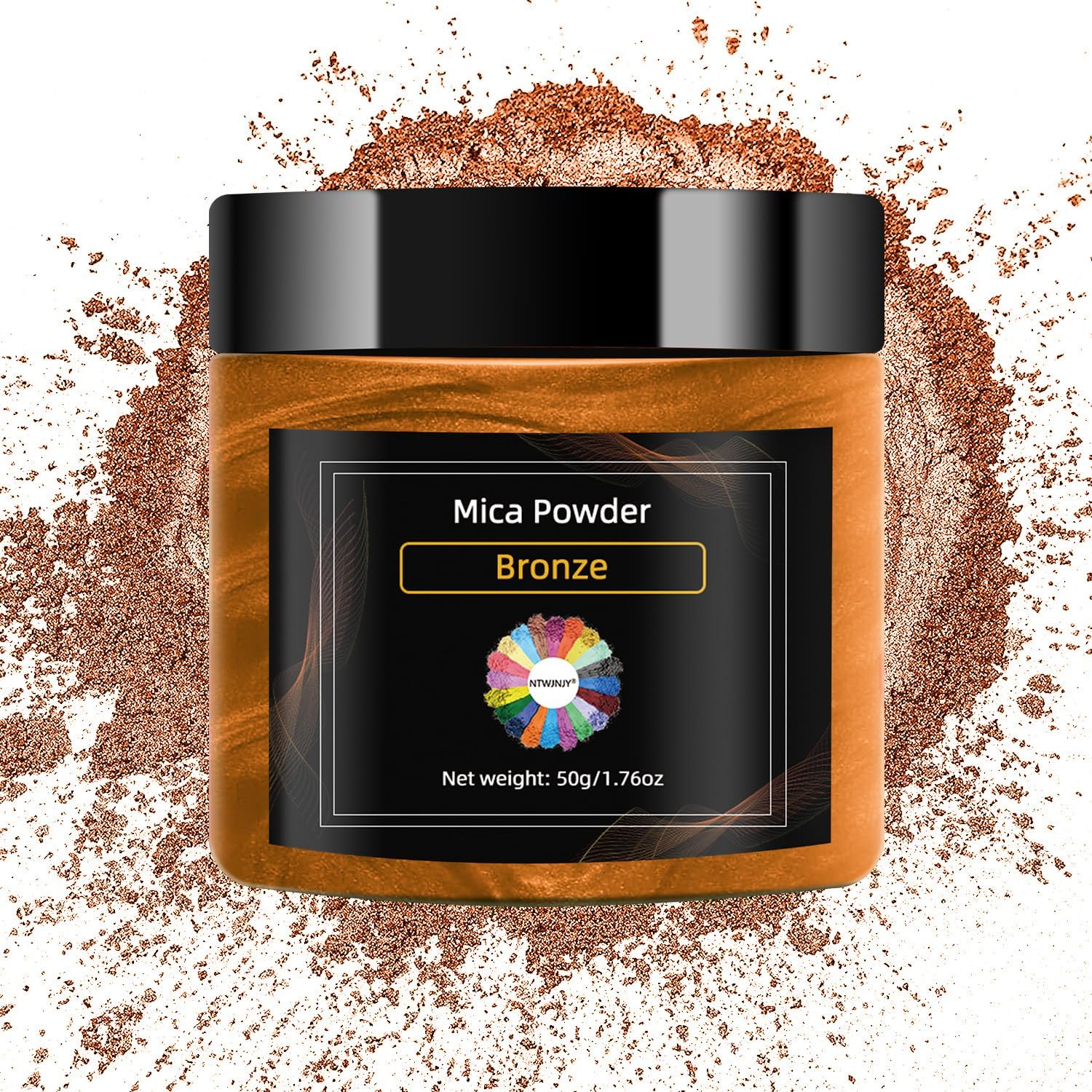Bronze Colored Mica Powder for Epoxy Resin,Natural Shimmer Mica Powder Used for Coloring car Spray Paint, Candles, soap, Eye Shadow, Lip Gloss, Nail Polish(50g/1.7oz)