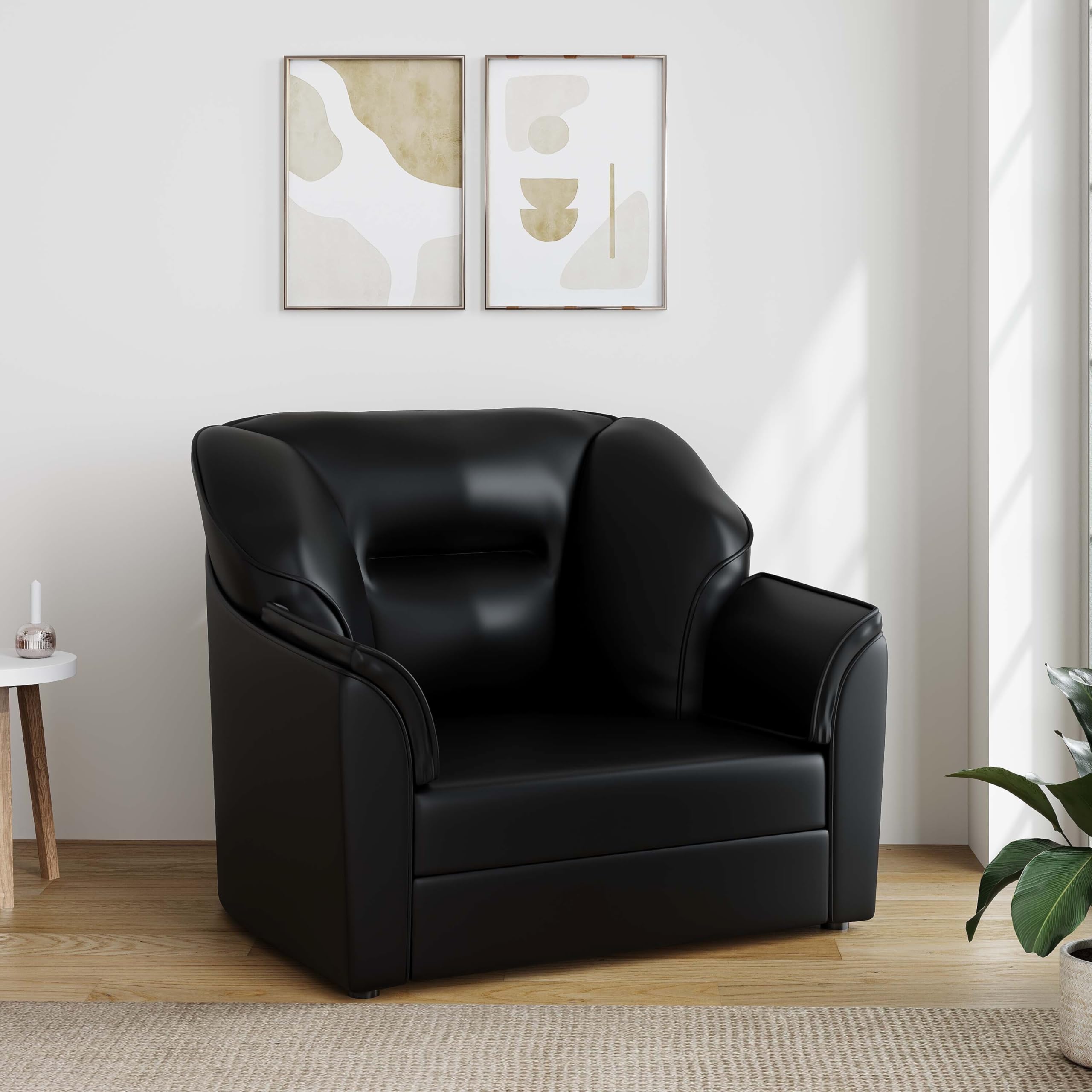 WESTIDO Emirates Leatherette 1 Seater Sofa for Living Room, Home & Office | Finish Color - Black-image-10