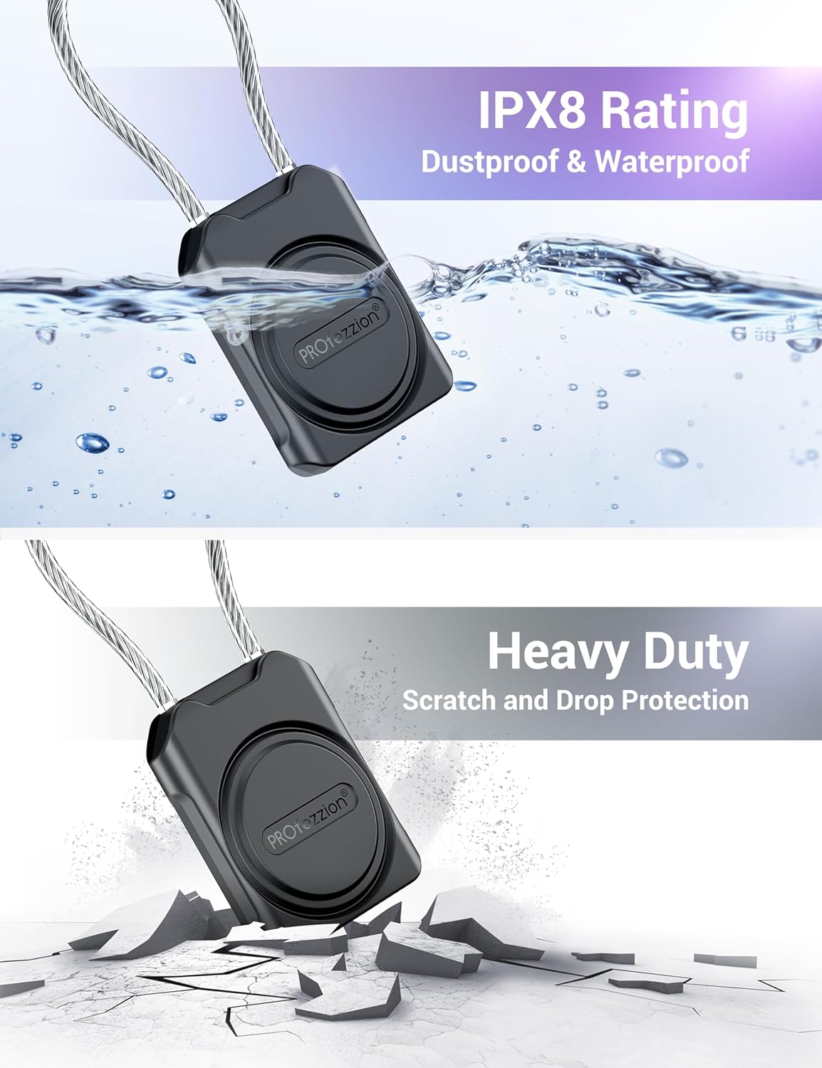 PROfezzion 4-Pack Secure Air Tag Holder with Metal Wire Cable for Luggage, IPX8 Waterproof Hard Shell Hidden Air Tag Case with Allen Key Locking System for Travel Suitcase, Backpack, Keys, Pets & More - Image 3