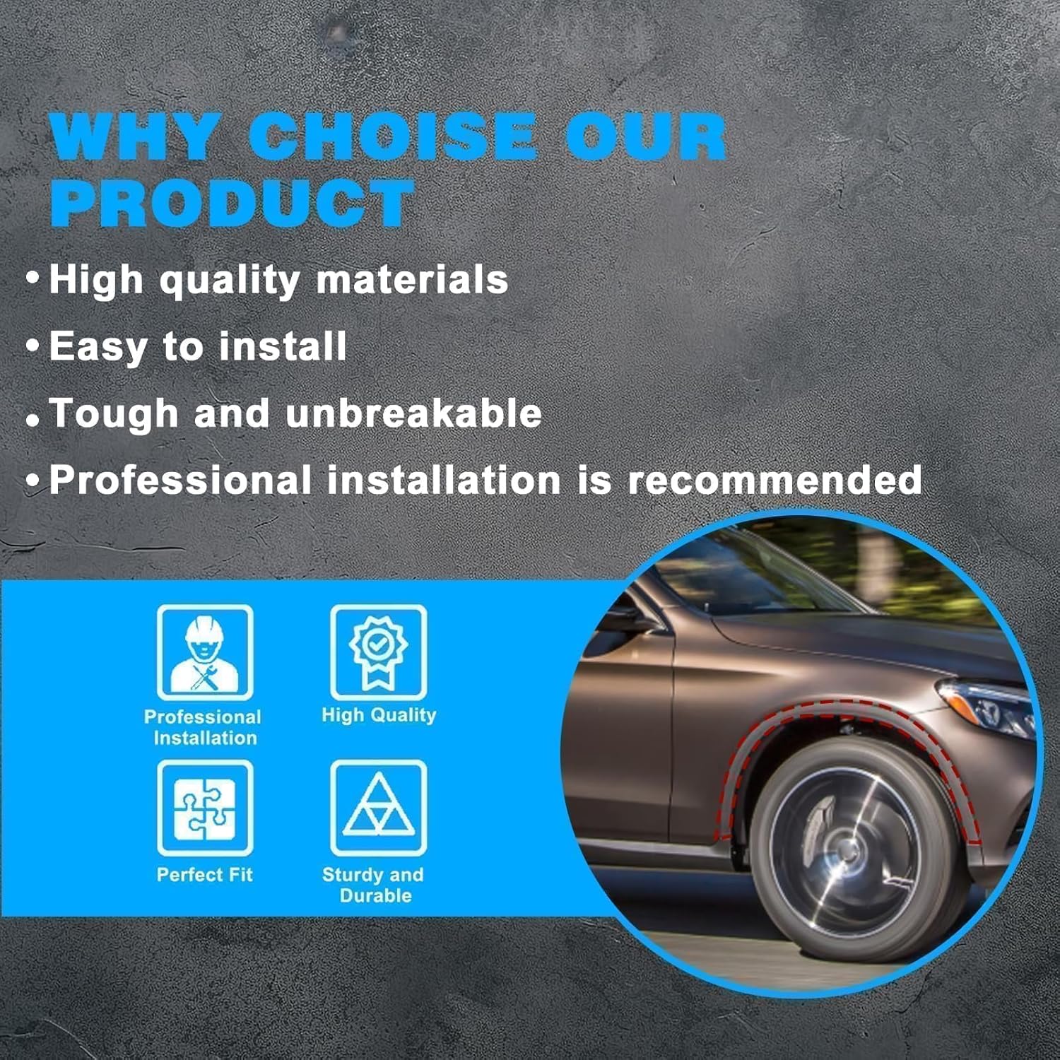 2Pcs Front Left & Right Fender Flare Side Compatible with Mercedes-Benz GLC300 2016 2017 2018 2019 2020 2021 2022 Replace# 2538850622, 2538850522