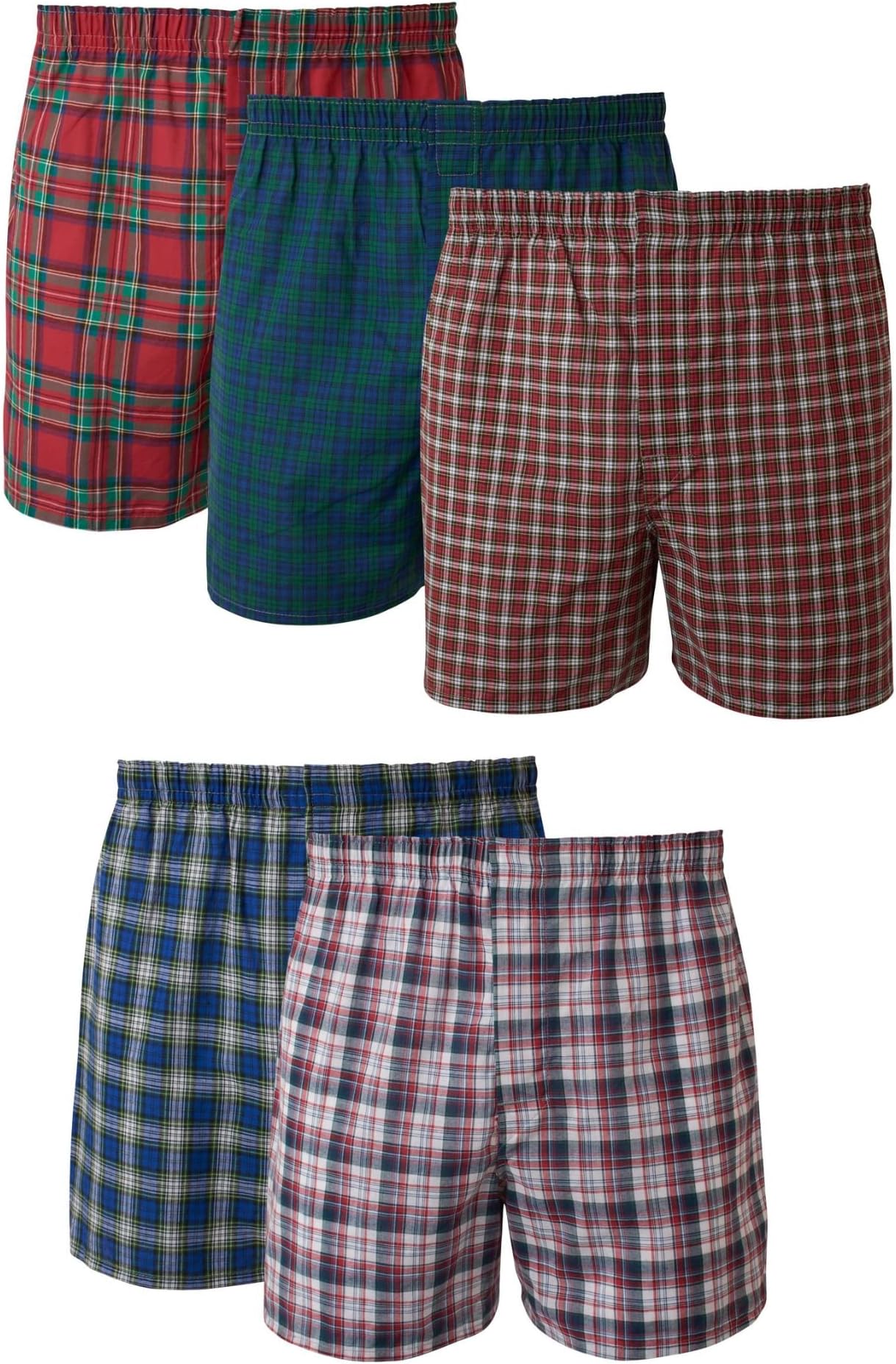 Hanes Men's 5-Pack Tartan Boxer with Inside Exposed Waistband, Multi, Medium