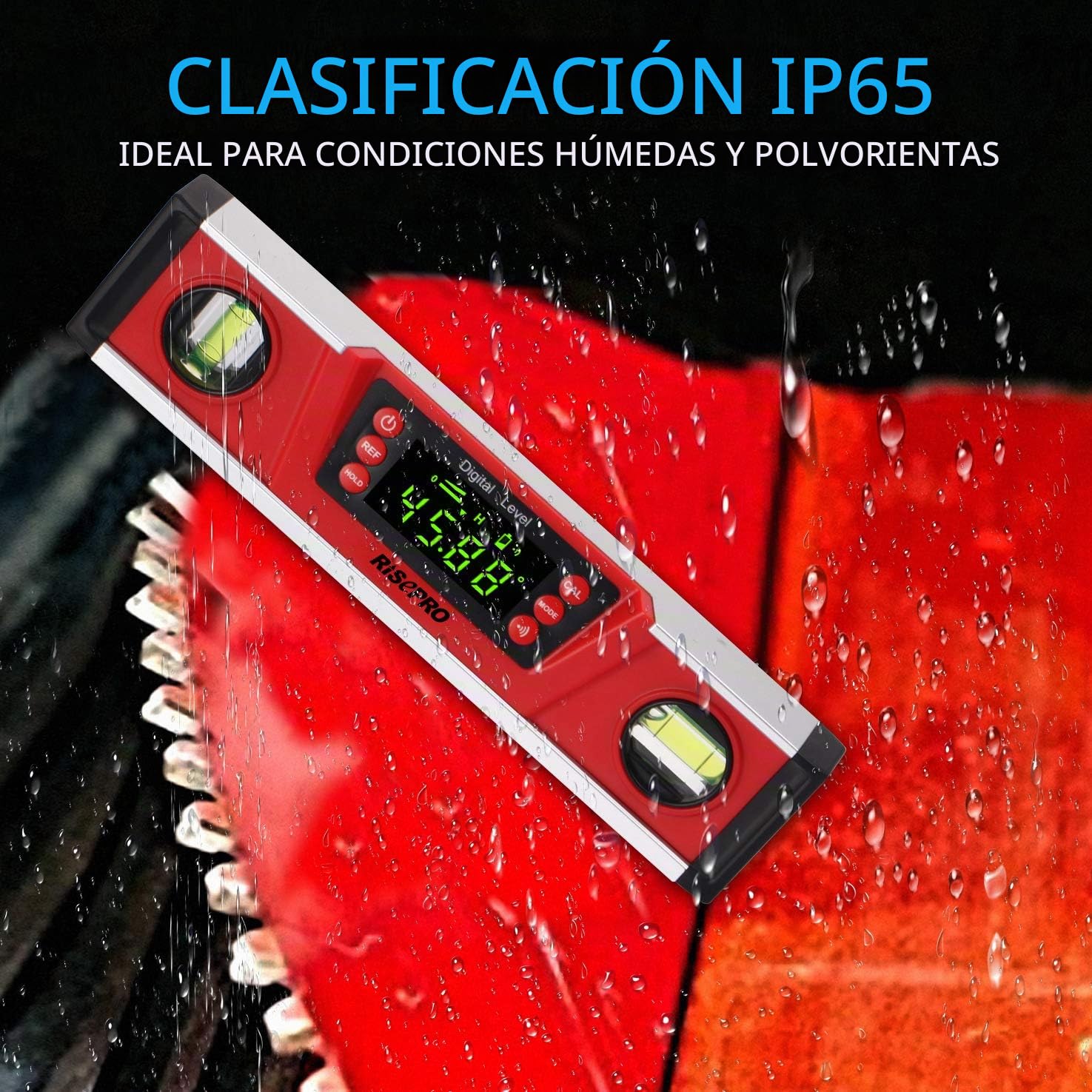 Nivel magnético digital - Inclinómetro electrónico de burbujas con protección IP54 RISEPRO de 10 pulgadas, 25CM buscador de ángulos, indicador con pantalla VA grande y base de ranura en V DL135N