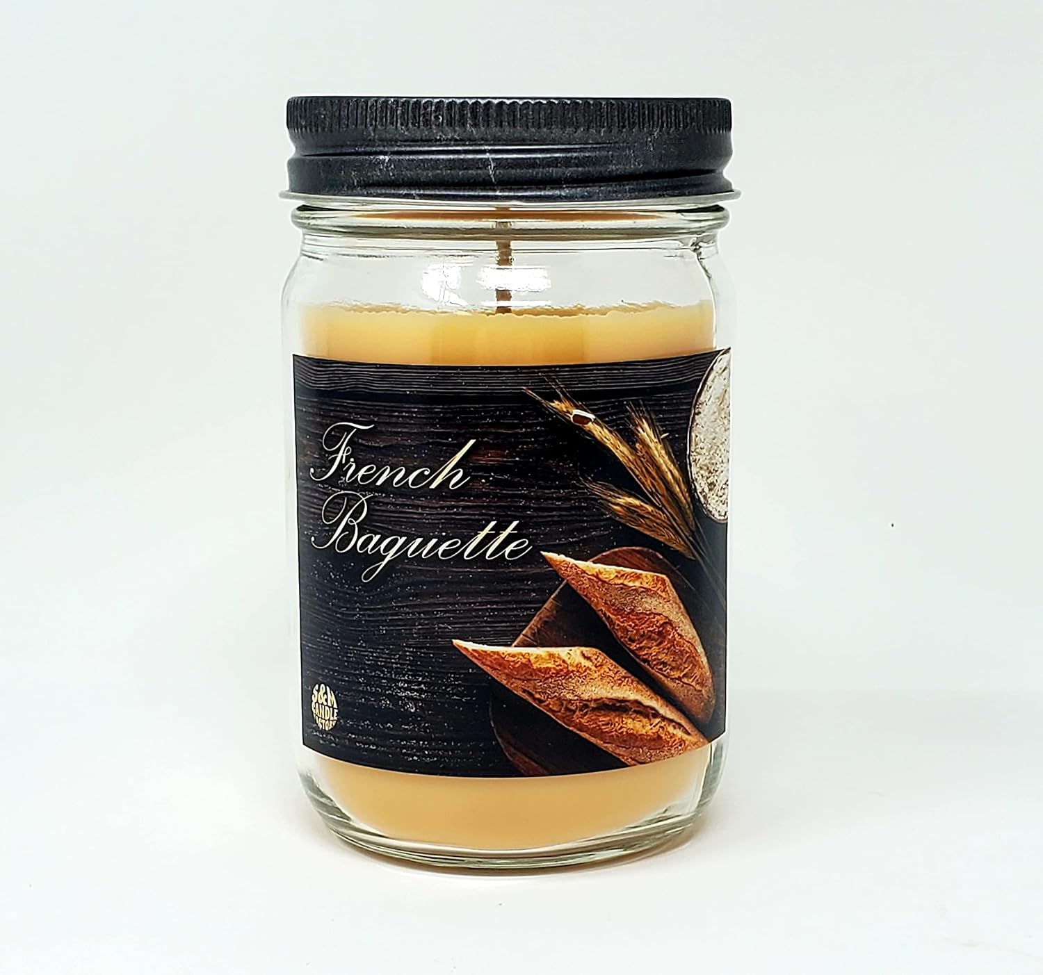 French Baguette Soy Candle 12oz Jar - All Natural Warm Bread Butter Scent by S&M Candle Factory
