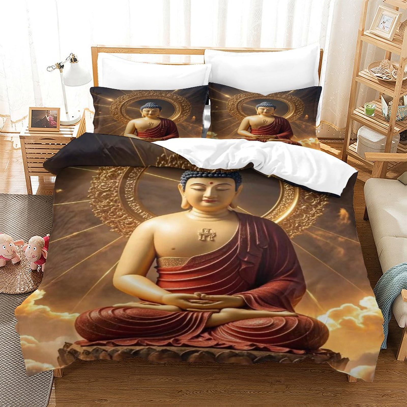 Linge de lit Buddha zen pour une housse de couette King de chambre sereine