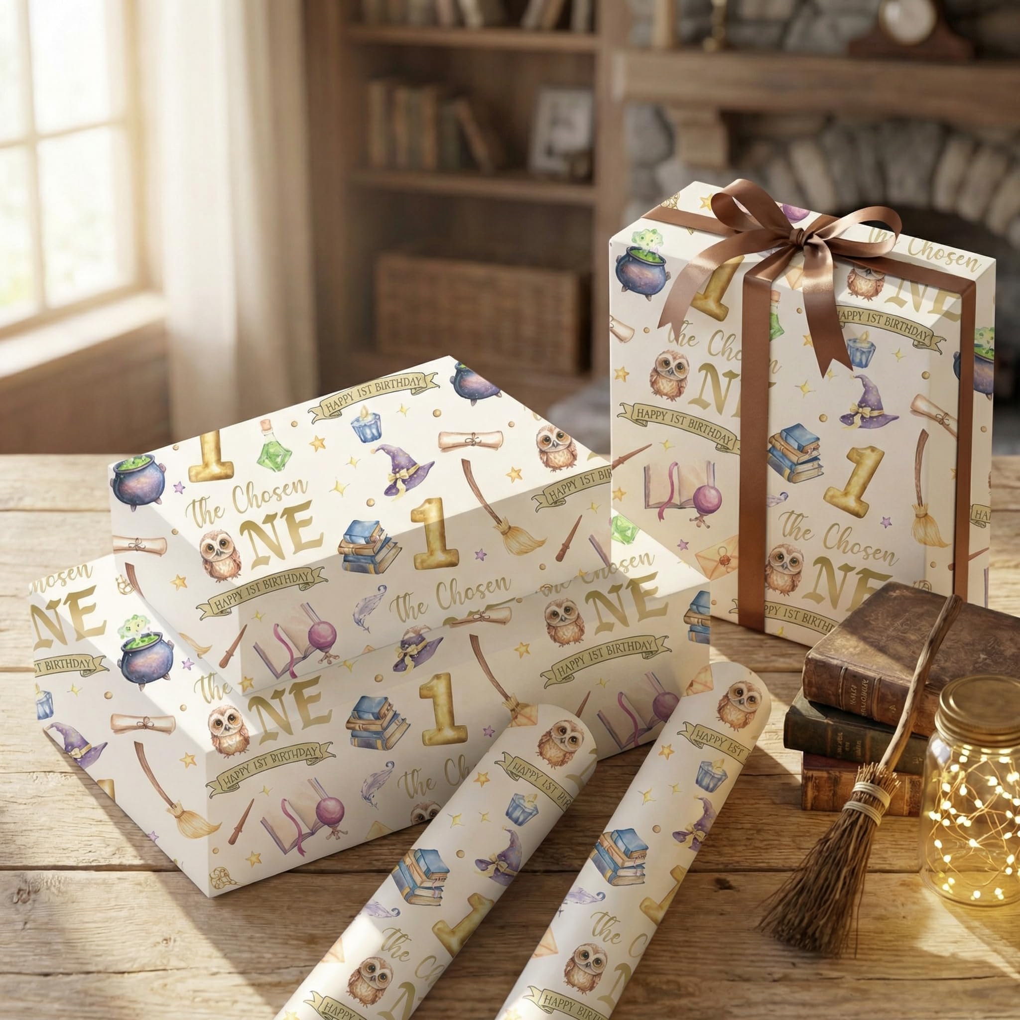 Pineraap Camping-Geschenkpapierrolle zum 1. Geburtstag für Jungen, ein Happy Camper Geschenkpapier mit Zeltbär, 1 Jahr altes Geschenkpapier für Babyparty, erste Geburtstagsparty, 43,2 x 5,2 m