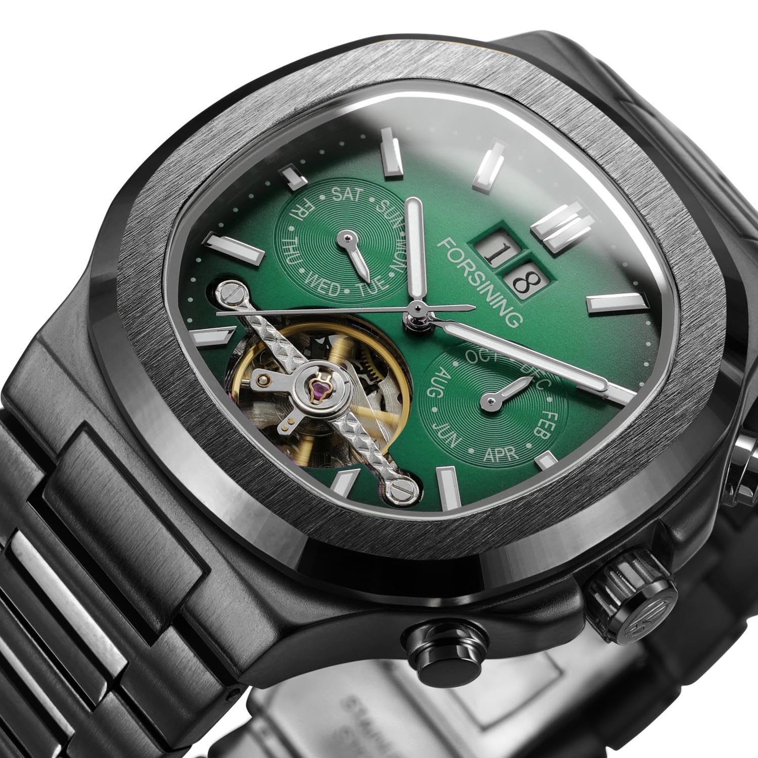 Montre mécanique creuse pour homme - Multifonction - Tourbillon - Automatique - Carrée