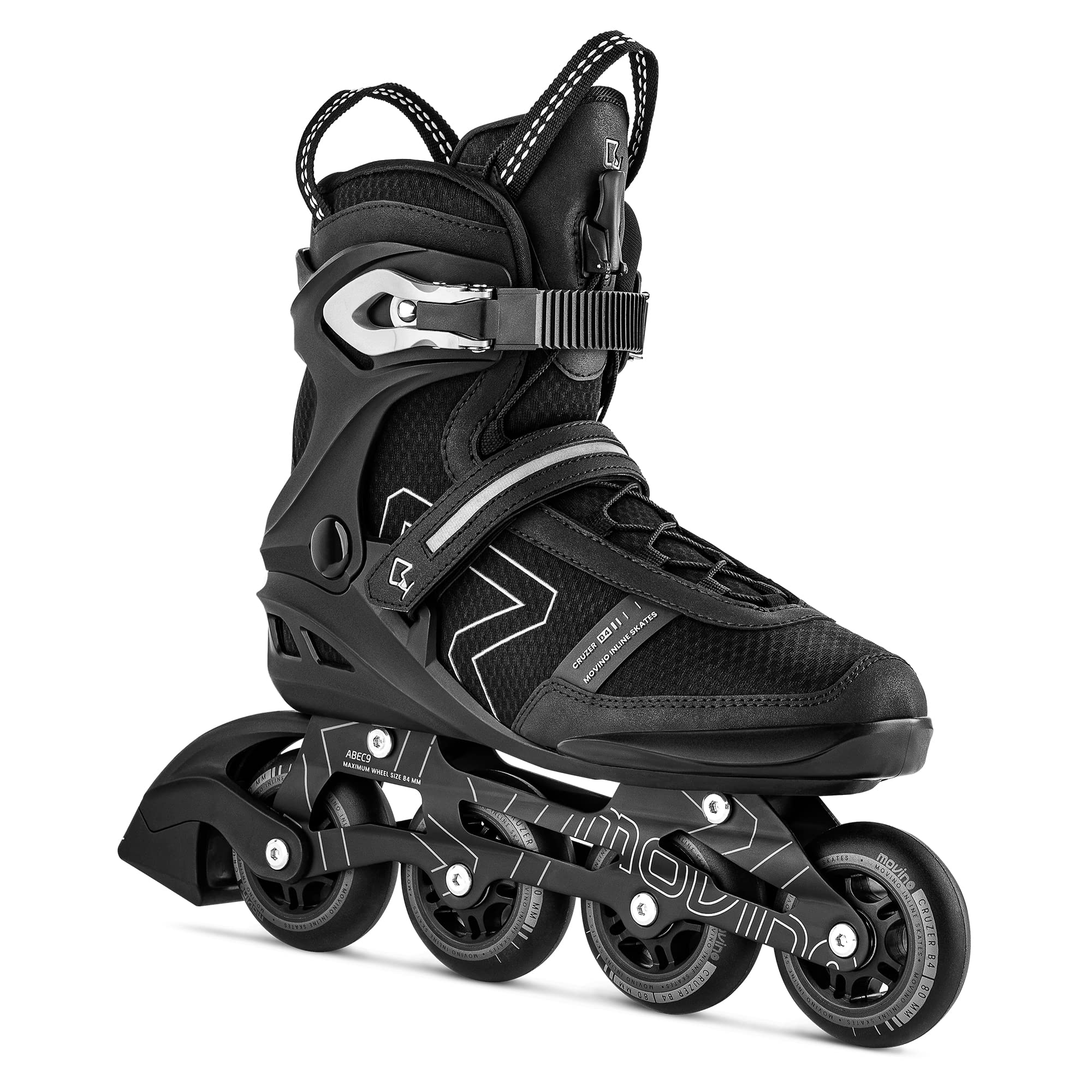 Movino Inline Skates | Cruzer B4 | Fitness Rollschuhe | Damen Herren Inliner | Inliner für Erwachsene | Inlineskates mit Schnellschnürsystems und Reflexionselemente | Rollers mit Aluminium Kufe