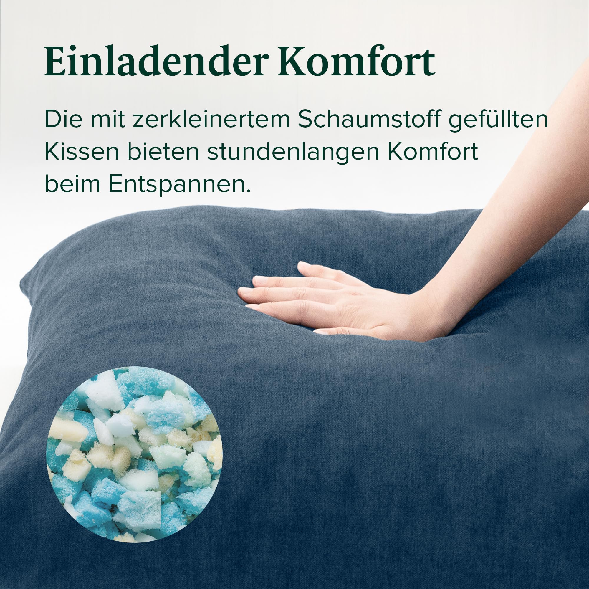 Zinus Ada Loungesessel, Navy blau, Sessel, Metallrahmen mit zerkleinerten Schaumstoffpolstern