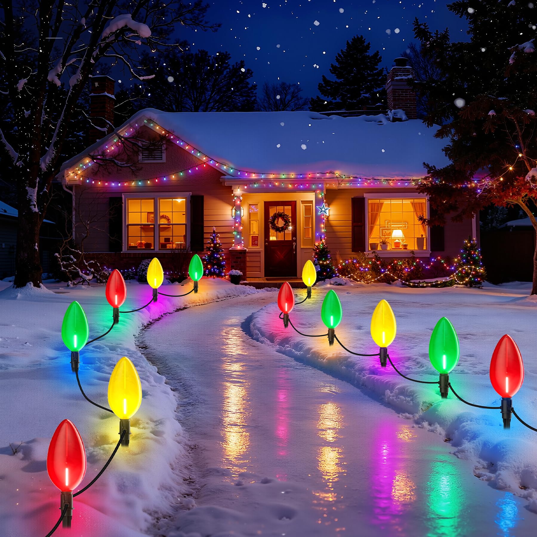 Zuske Super Jumbo C9 Christmas Pathway Lights, 15.75M
