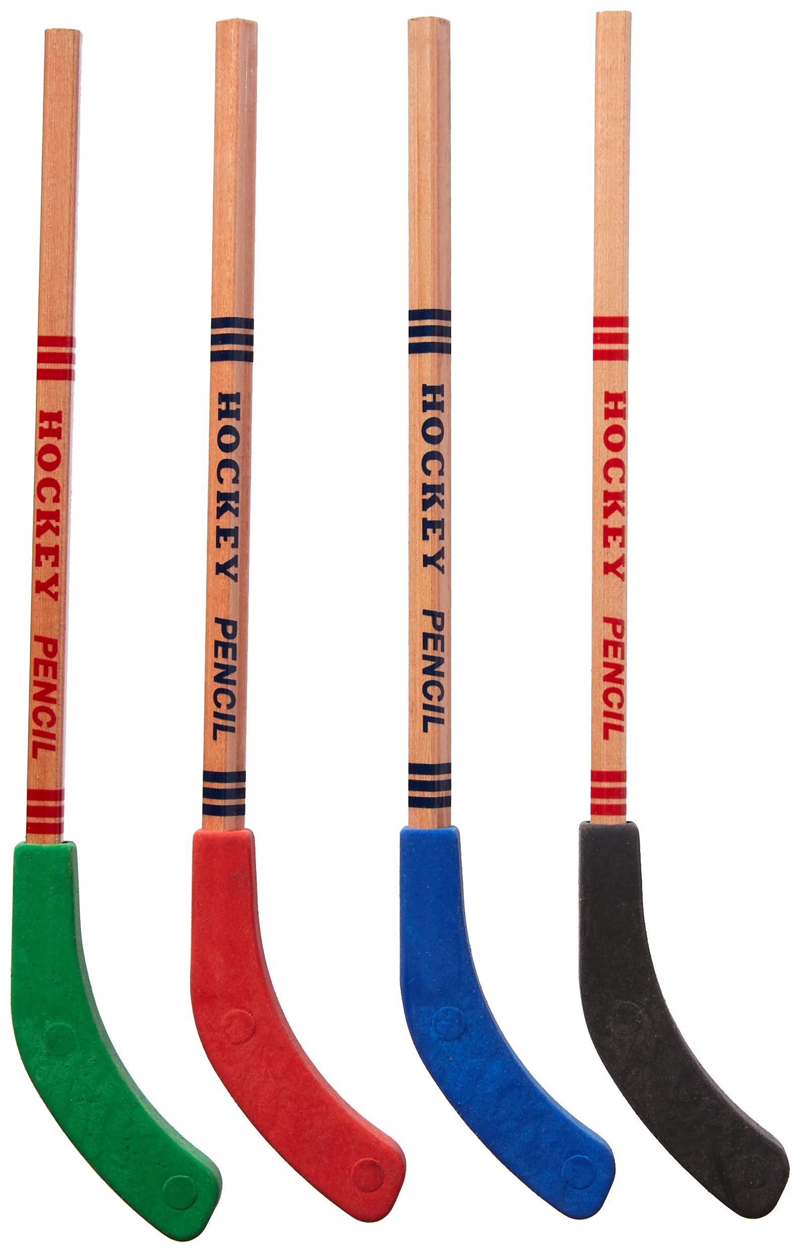 Hockey Stick Pencils - Square Pencil Shaft with Eraser Blade. 12 Each