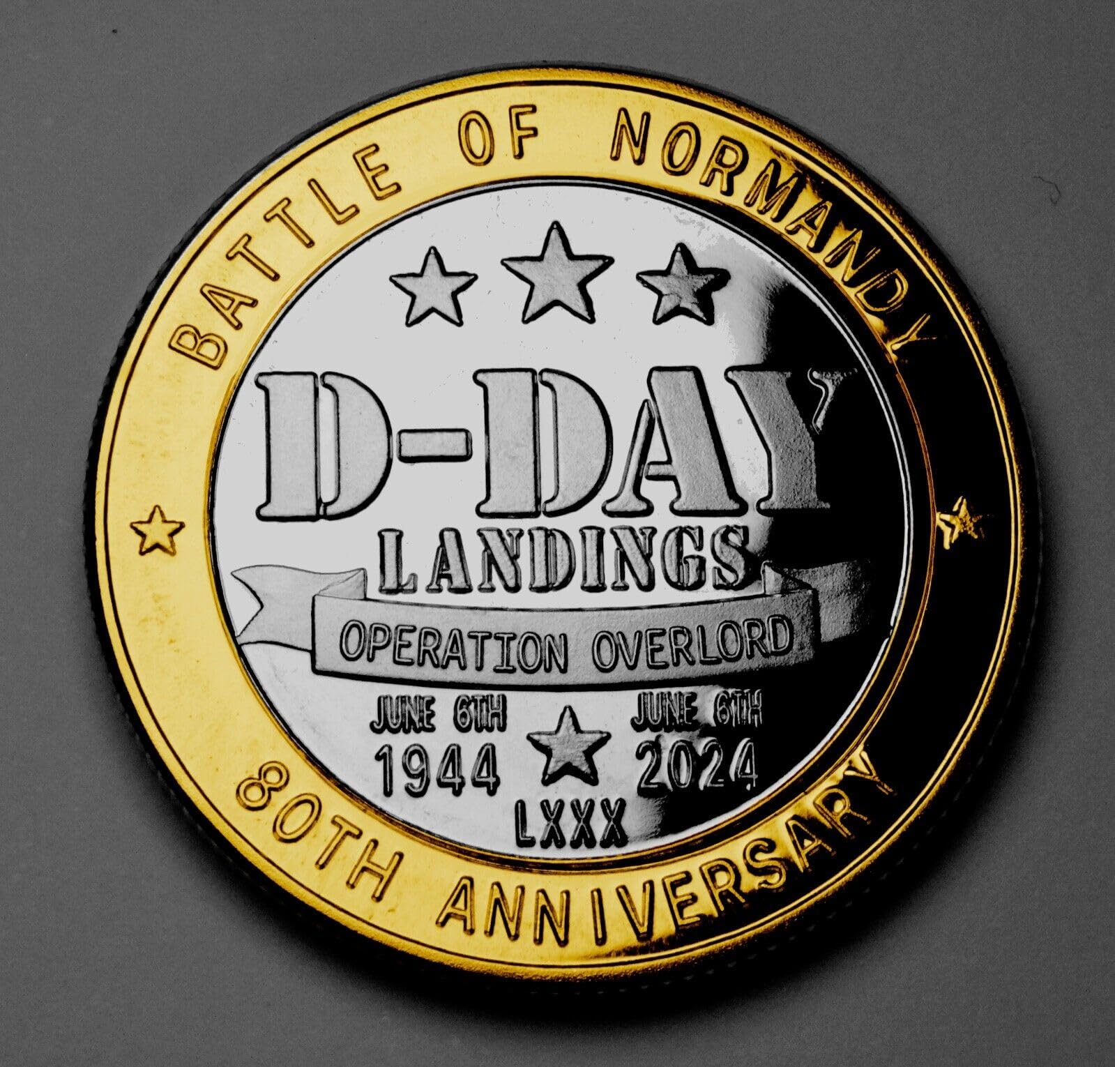 The Commemorative Coin Company D-DAY LANDINGS 80th Anniversary Silver & 24ct Gold Commemorative. 1944-2024. Operation Overlord Normandy WW2 World War Two