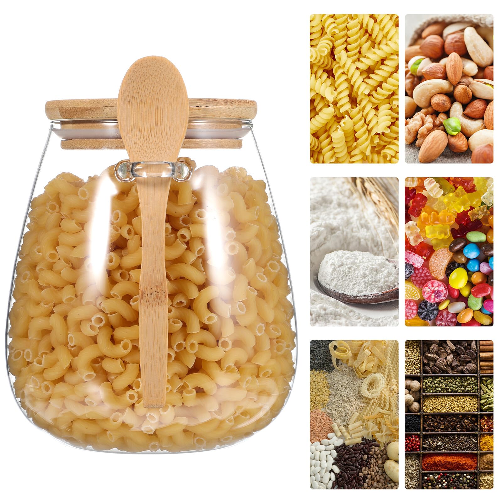 TOYANDONA 3pezzi Contenitori di Vetro con Coperchio Barattoli per Tè e Avena in Vetro Robusto con Coperchio in Disponibili in Tre Diverse Dimensioni Inclusi Cucchiai per Facile
