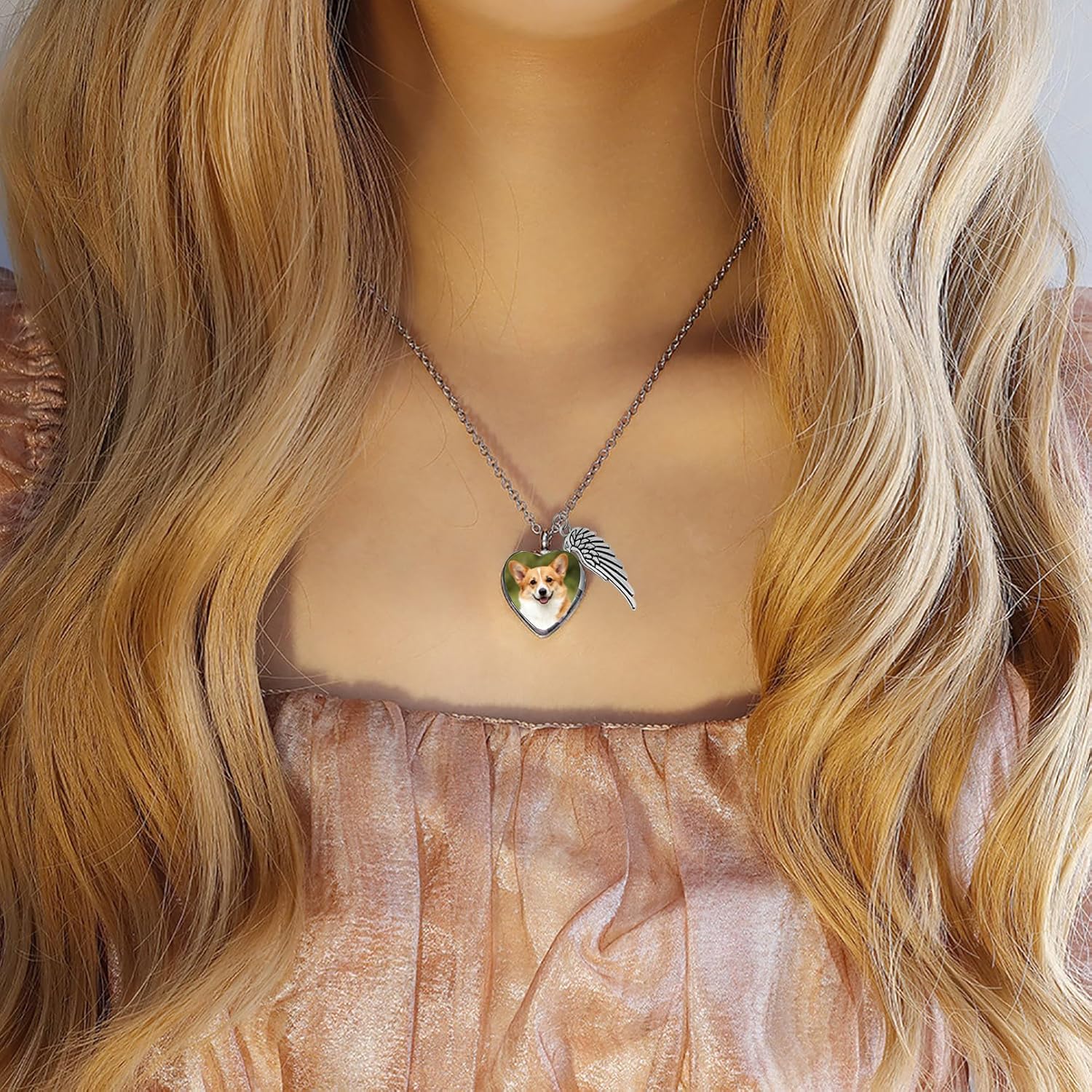Custom Pet Ashes Necklace Personalized Memorial Urn Necklace for Ashes, Custom Cat Dog Ash Holder with Photo & Name, Silver Keepsake Jewelry Gift for Pet Loss