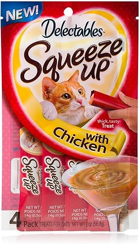 Hartz Delectables Squeeze Ups sabor a pollo (2 paquetes) 4 tubos individuales en cada paquete