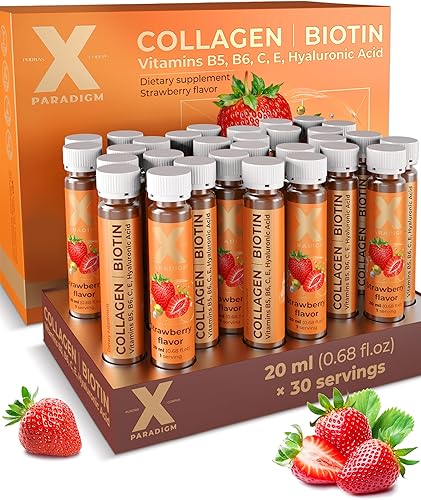 Péptidos de colágeno líquido con biotina y ácido hialurónico - 3000mg de colágeno bovino hidrolizado tipo 1 y 3, biotina 10000mcg, vitaminas B5, B6,