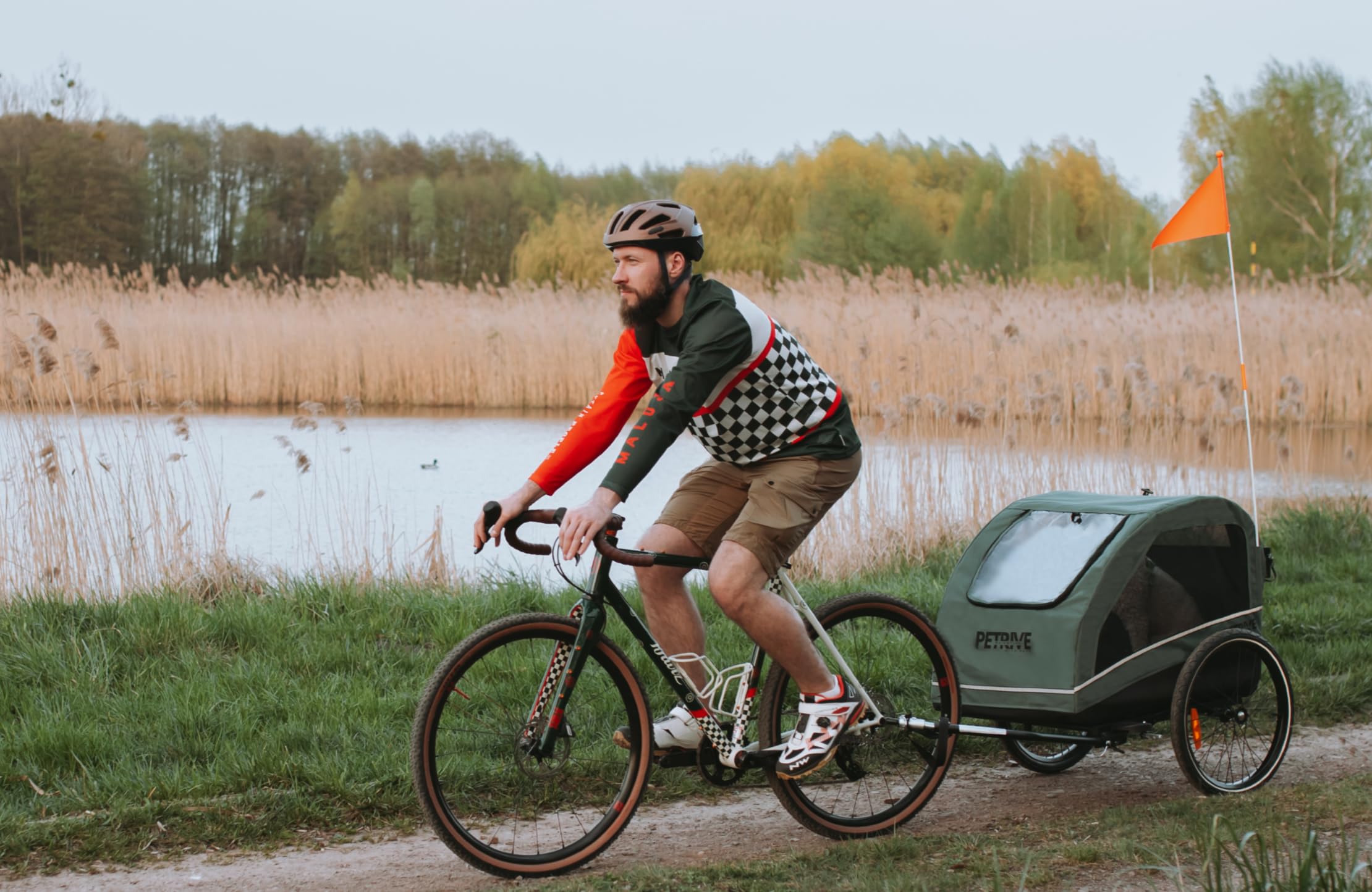 Fahrradanhänger Hunde bis 40KG und Hundebuggy Active ONE 2in1 Hundeanhänger Gefedert für Fahrrad