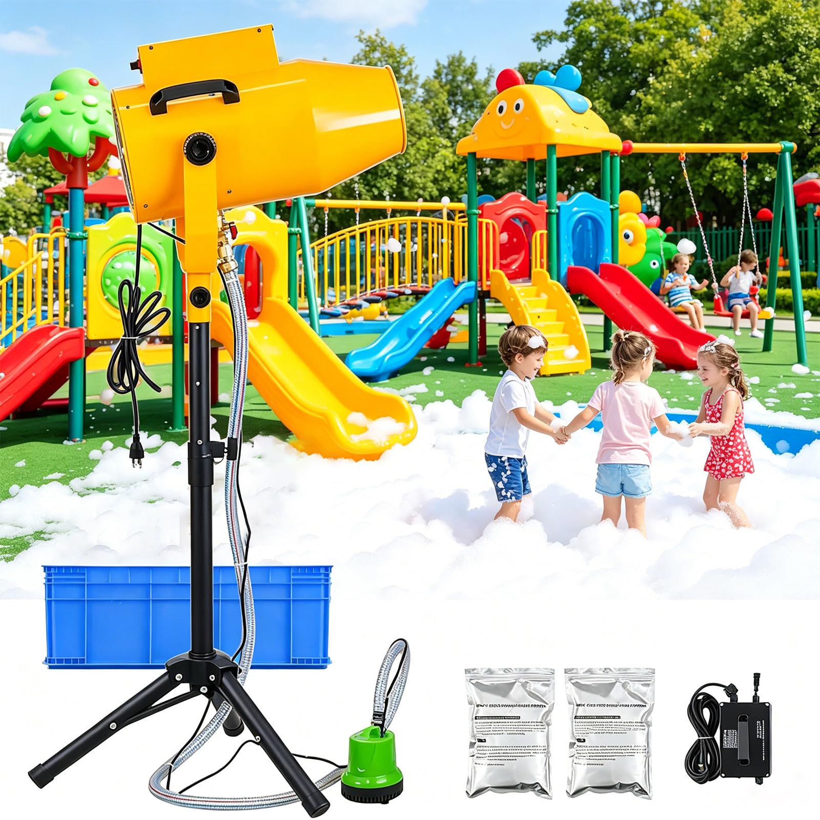 ZHIGUANYUN 1200W Foam Jet Cannon Machine, Child Water Toys - New Bubble Maker, Perfect for Birthdays, Celebrations, Backyard Summer Pool Party Events