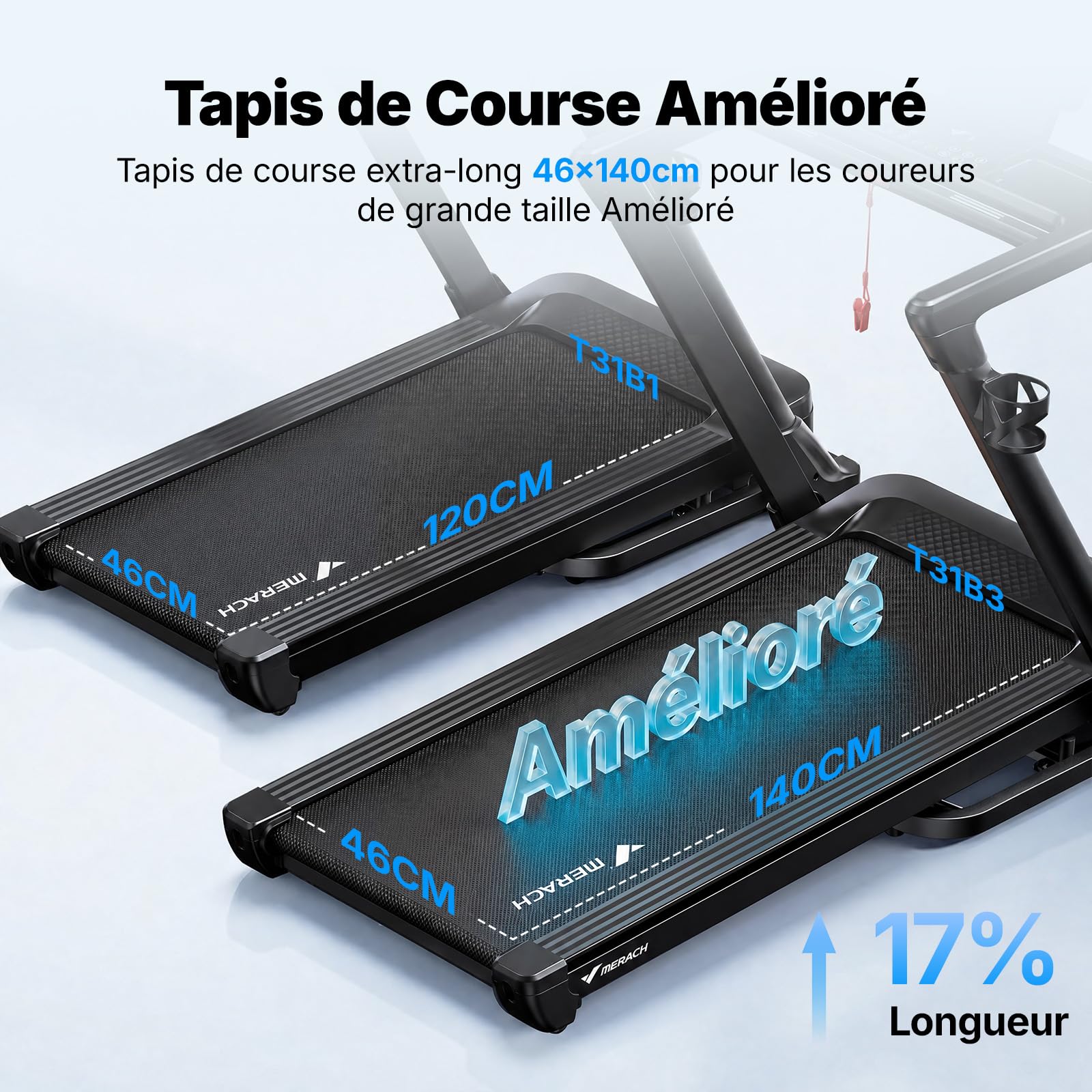 MERACH T31 Tapis de Course Pliable avec Inclinaison Auto de 18% pour Maison | Tapis Roulant 46X140cm,Walking pad 1-14km/h,Tapis de Marche avec Moteur Silencieux 3.5CV,Charge Max 159kg,Télécommande et APP