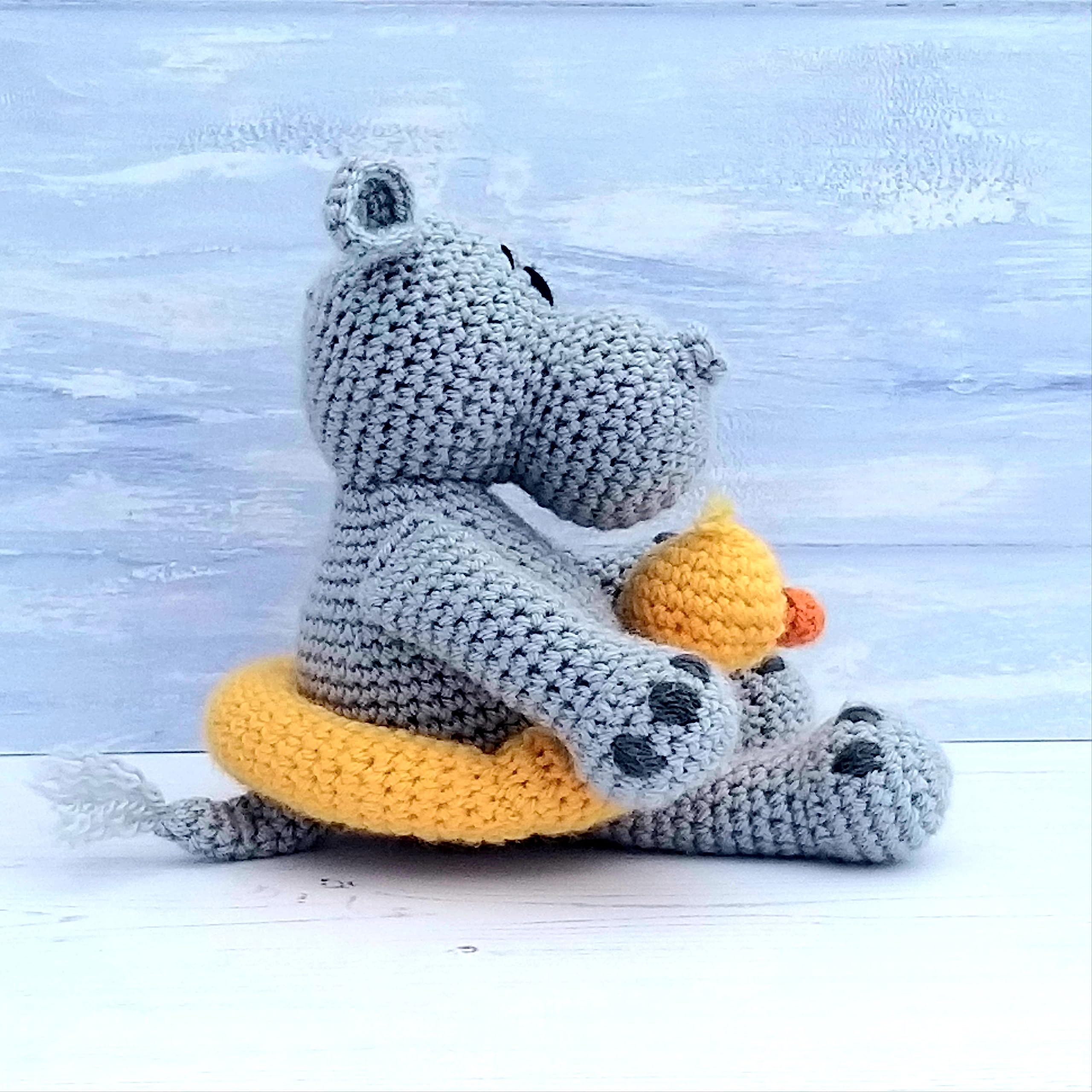 WeeWoollyWonderfuls Crochet Kit - Henry the Hippo Luxury Crochet Craft Kit, Silver Grey and Yellow, 29cm - Image 8
