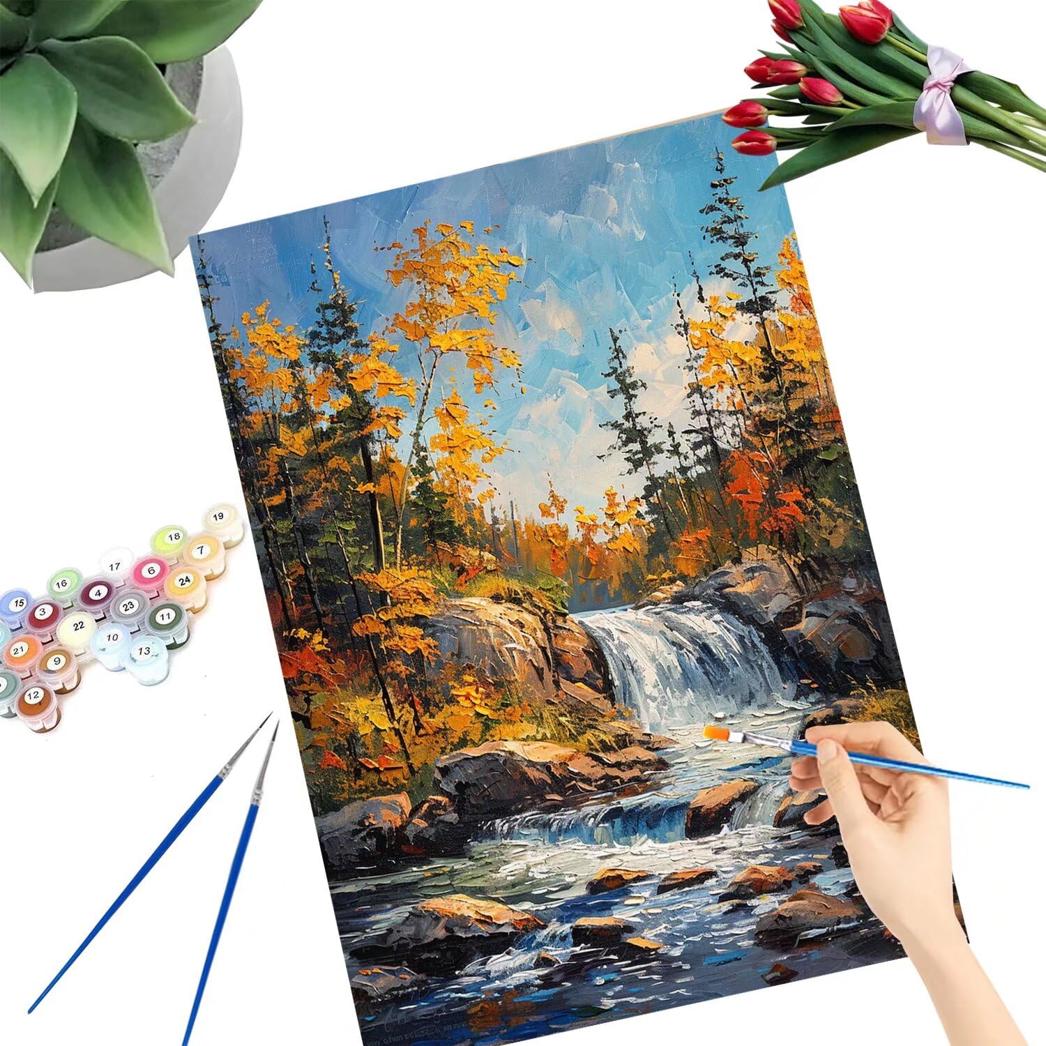 Pintar por Numeros Adultos pintar por numeros niños manualidades niños 10 años, DIY Pintar por Números de Pincel y Pintura acrílica Decoraciones para el Hogar Manualidades, sin Marco 60x80cm C-38