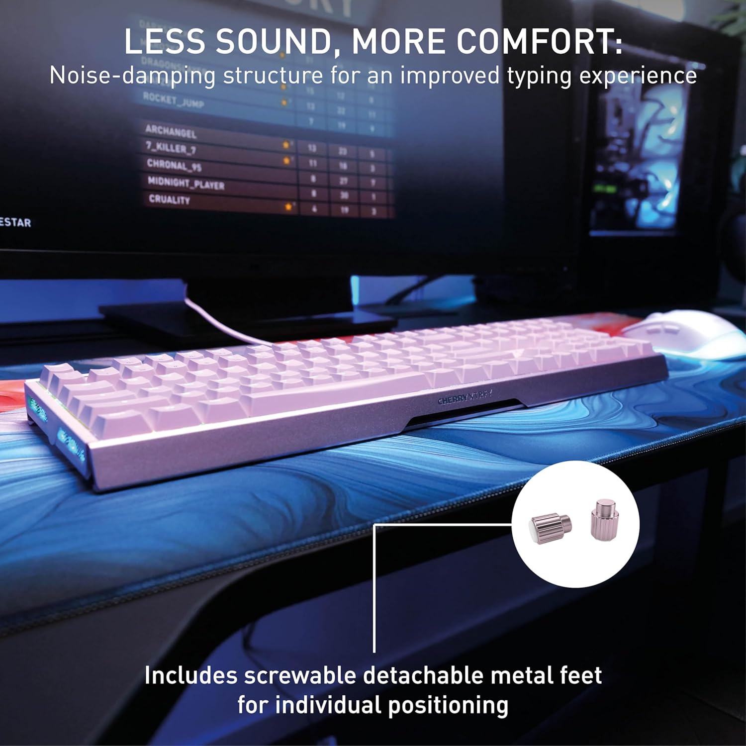 CHERRY XTRFY MX 3.1, Wired Mechanical Gaming Keyboard, Durable Aluminum Housing, RGB Lighting, Integrated Damping Mechanisms, USB-A, MX2A Brown Switches, Pink