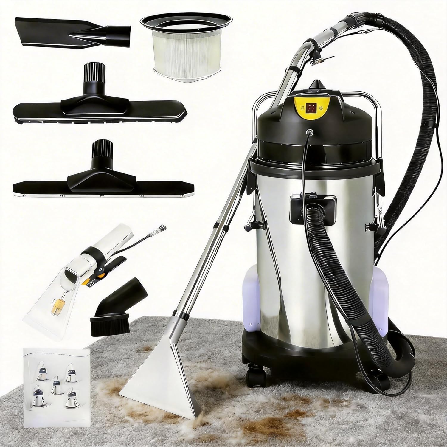 40L/11Gal Commercial Carpet Cleaner, Multi-Purpose Floor Cleaning Machine Vacuum Cleaner, 1049W Professional Heavy Duty Extractor Vacuum Washing Machine for Curtain Sofa Carpet Cleaning Machine