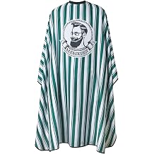 Gegoup HABBIBI Salon Barber Cape for Men-Women Hairdressing Waterproof, Snap Closure Apron Hair Cutting Capes for Adults 65x55 Inches- Professional and Home Use Green Striped