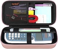 Vista 10 de Canboc Funda de transporte para calculadora científica Texas Instruments TI-30XS/TI-36X Pro MultiView, bolsa de malla para cable, baterías, Oro Rosa