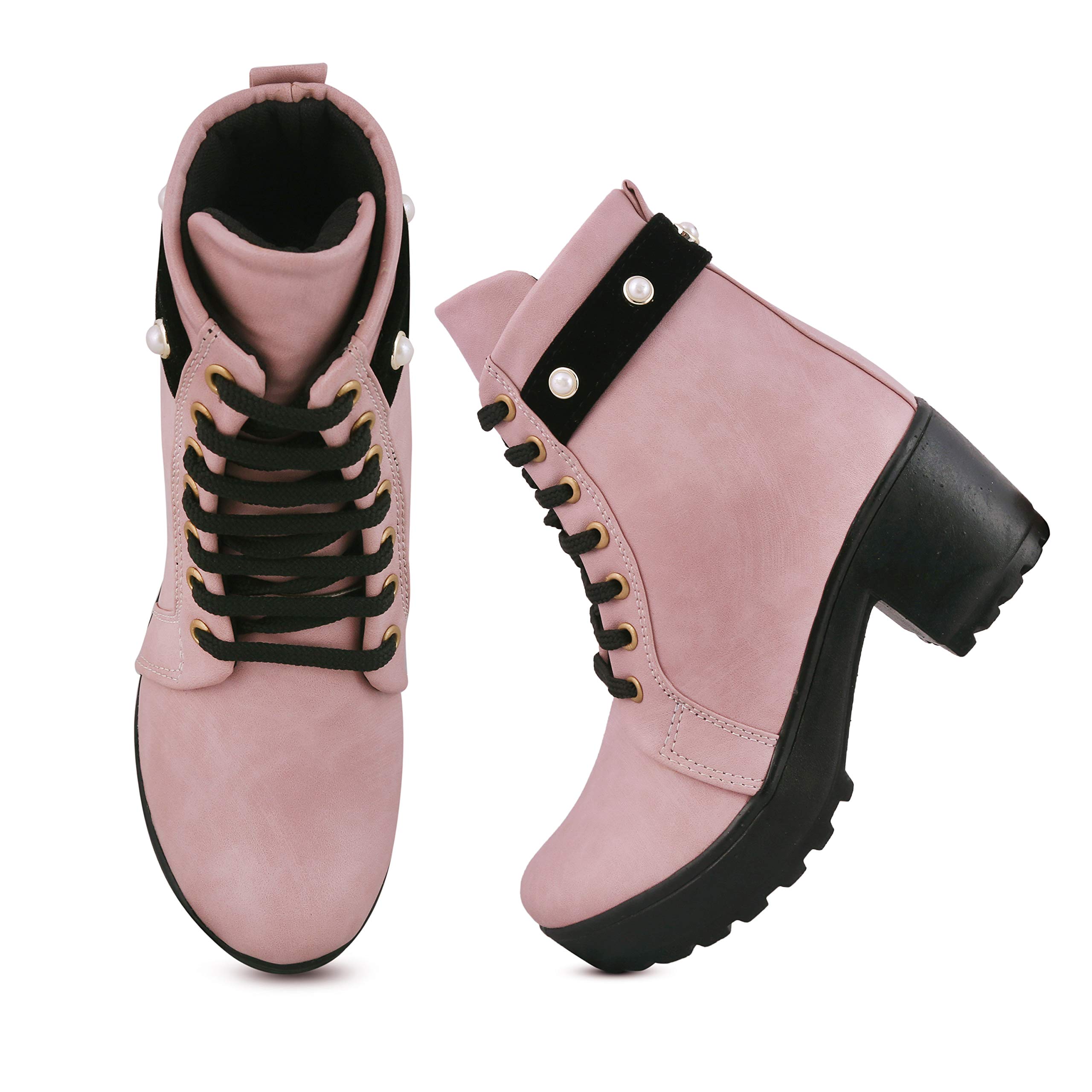 SurexoWomen's Silk Soft Stylish Chukka Boots Collection (Light Pink, 5 UK)