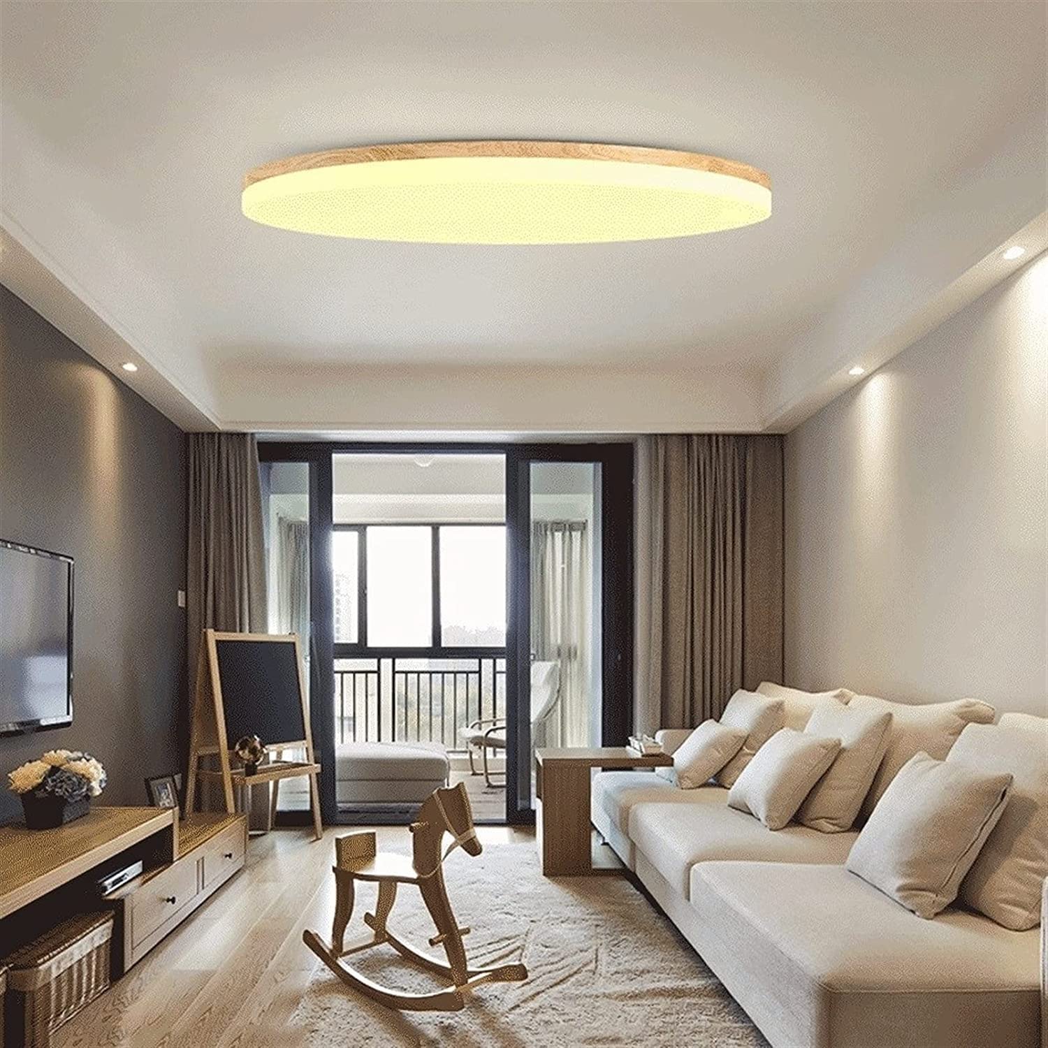 Luminaires en bois de style ferme pour un éclairage de salon chaleureux