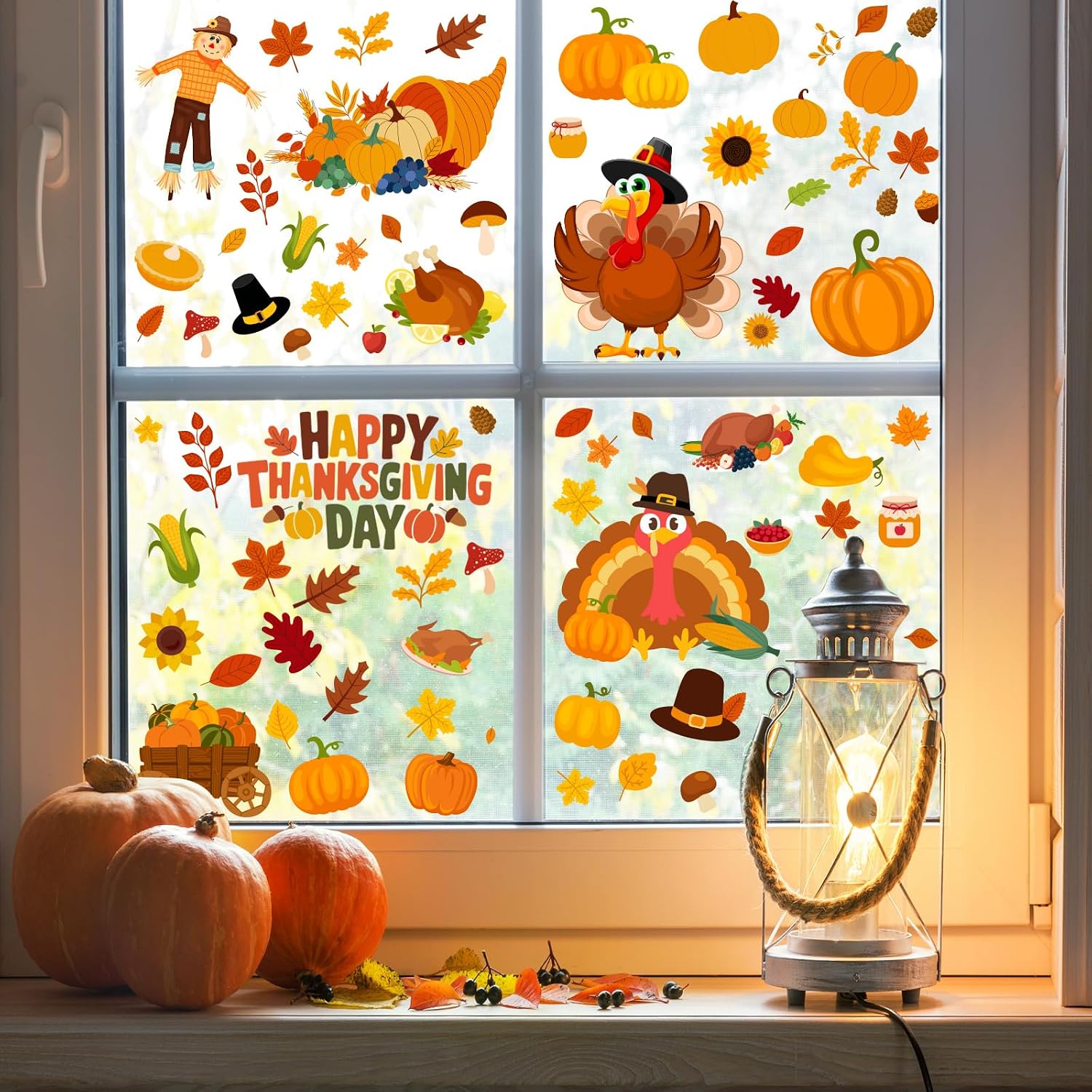 Cholemy 18 Sheets Holiday Window Clings, Halloween Thanksgiving Christmas image 5