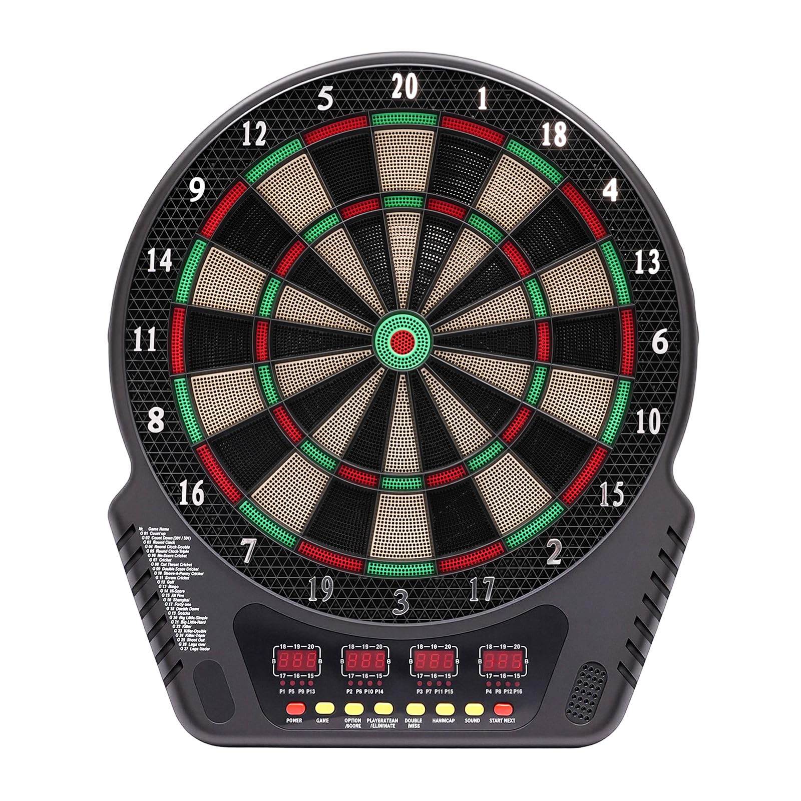Diana electrónica profesional, juego de 6 dardos, diana automática para 1 – 16 jugadores, juego de dardos electrónico con 27 juegos, 243 opciones de juego, 4 pantallas LCD, dianas electrónicas