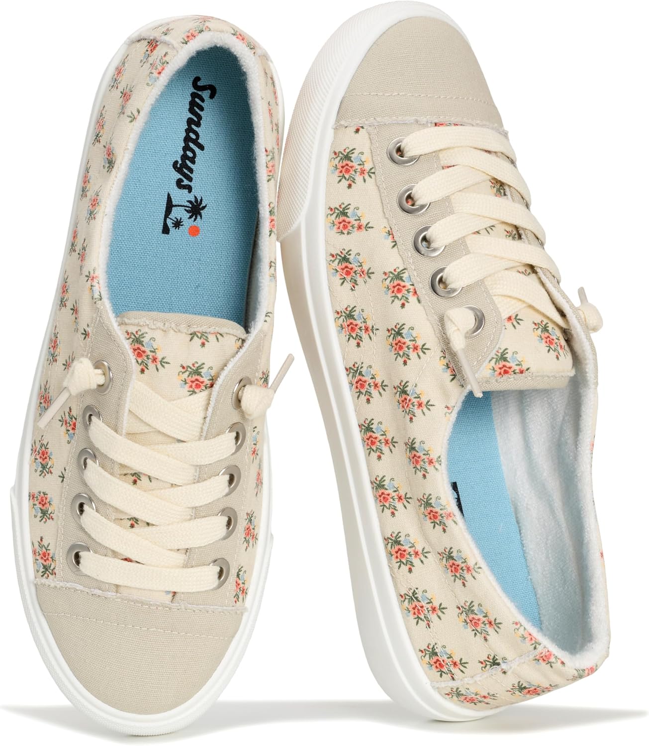 Sundays Fashion Sneakers for Women - Lightweight and Non-Slip Breathable Canvas Shoes for Women Footwear with Soft & Plush Memory Foam Insole - Stylish Womens Sneakers