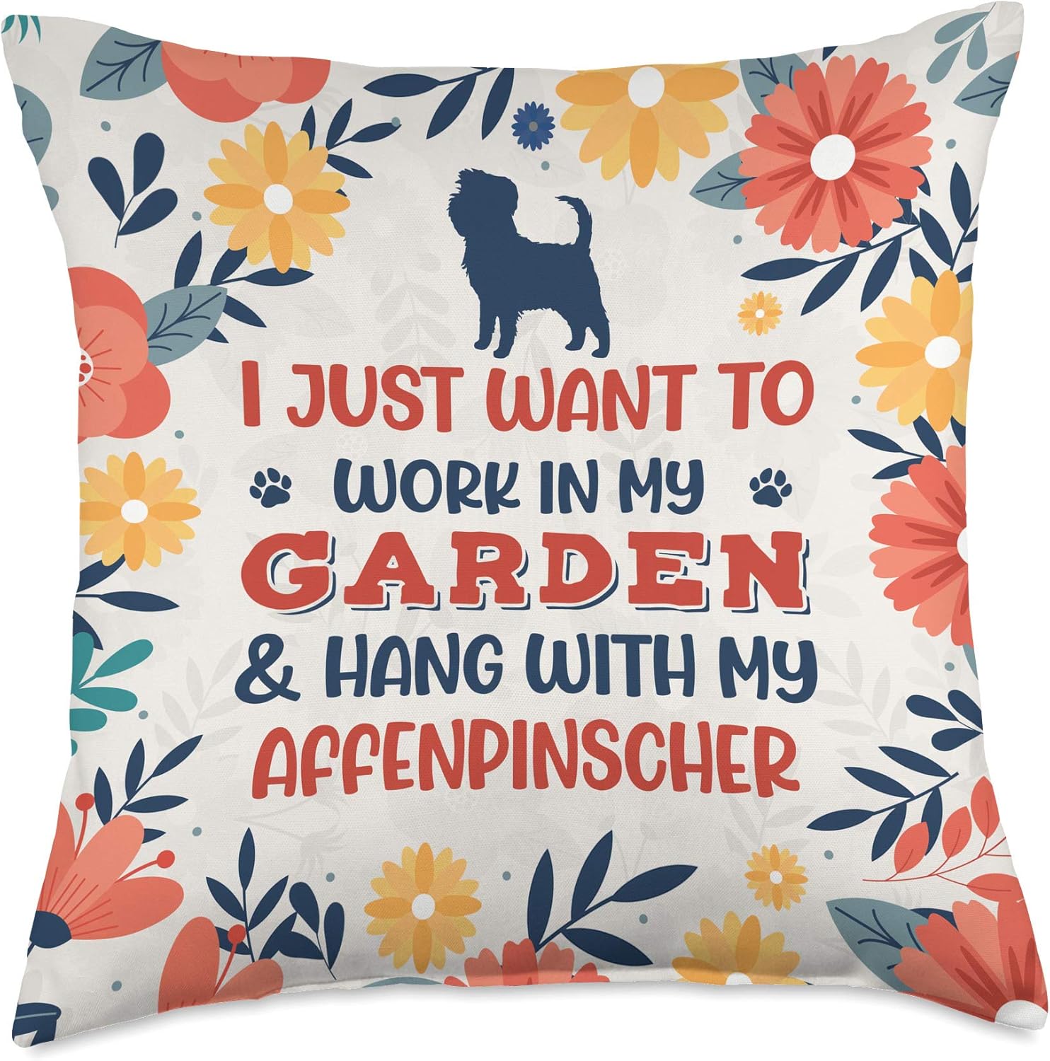 Affenpinscher Mom Garden Plant Gardener Dog Gift Throw Pillow
