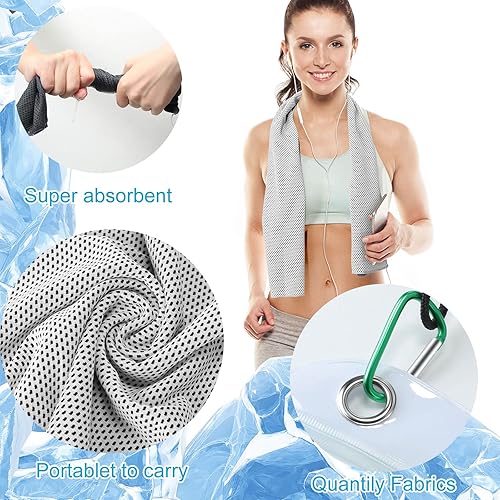 Miniatura 3 de Honoson Paquete de 20 toallas de enfriamiento de 35 x 12 pulgadas, toalla deportiva de microfibra transpirable con bolsa, toalla húmeda para el
