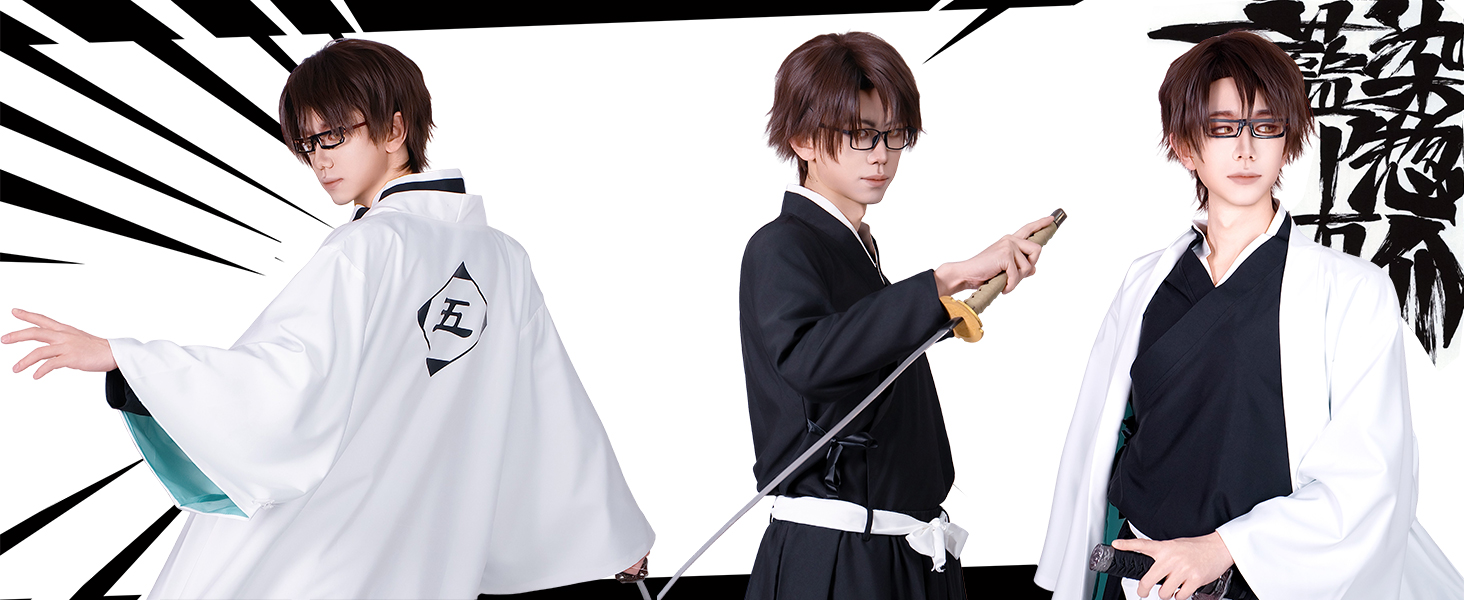 OSIAS Mannen Anime Aizen Sousuke Cosplay Kostuum (XL