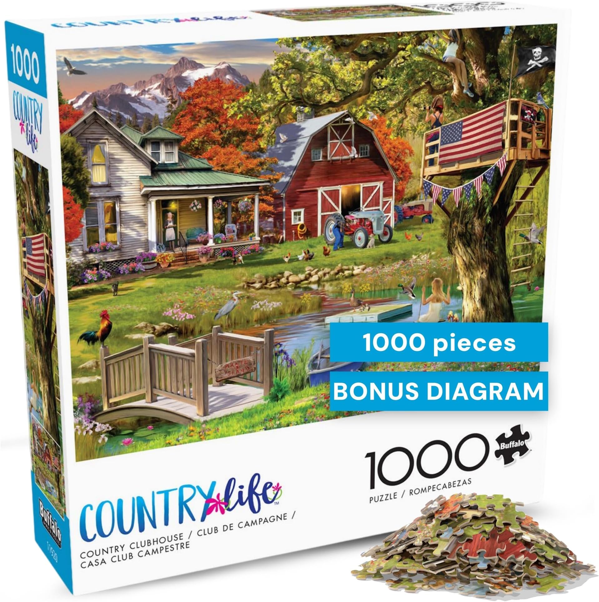 Country Life - Country Clubhouse - 1000 Piece Jigsaw Puzzle for Adults Challenging Puzzle Perfect for Game Nights - Finished Size 26.75 x 19.75