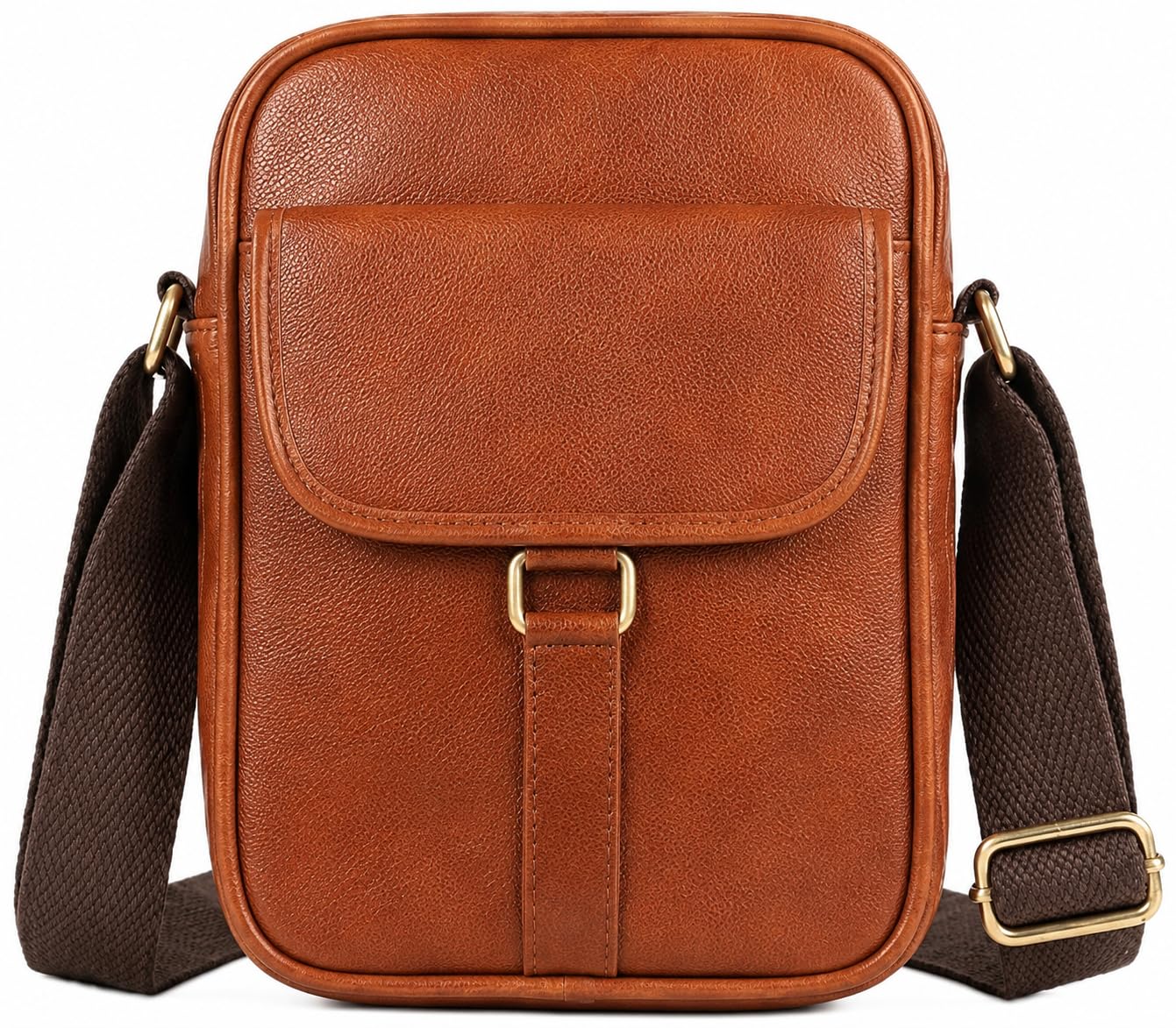 Crossbody Bag in PU Leather, Tan, 25.5x20.5x7.5 cm-image-14