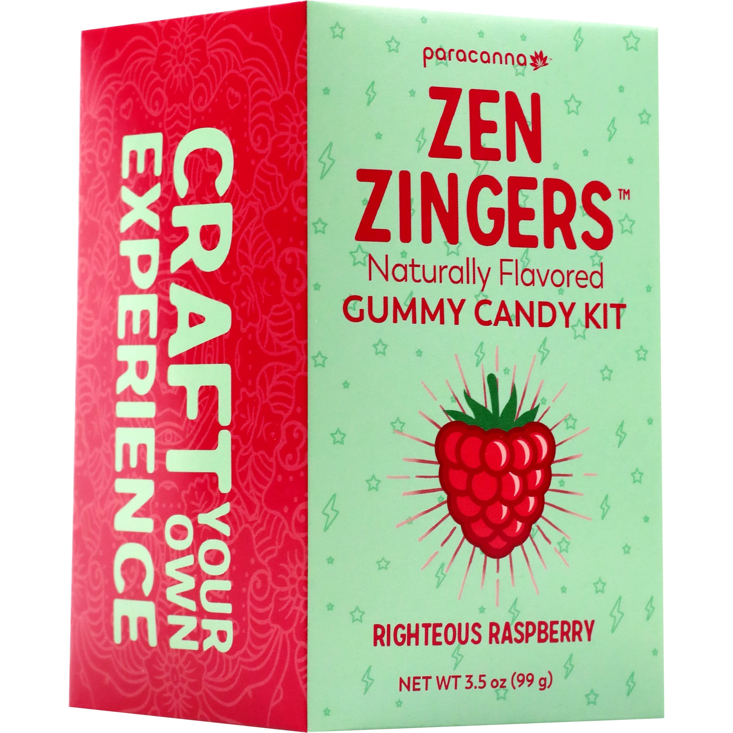 Zen Zingers Gummy Making Kit - Raspberry Flavor - Includes Silicone Mold - Makes up to 15 Large DIY Infused Gummies - No Decarb Machine Needed - Works with Oil, Tincture, Nano Emulsion, Distillate - 99g