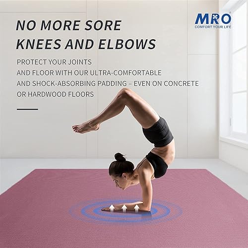 Miniatura 5 de MRO Esterilla de yoga grande para entrenamiento de gimnasio en casa, de 0.236 x 0.472 x 0.354 in, extra ancha y larga, para hombres y mujeres