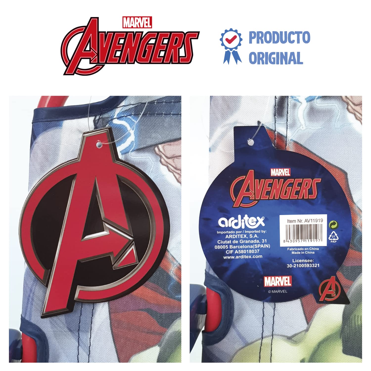 Avengers Chaise Pliante pour Enfant en Métal Dimensions: 38x32x53cm, Tissu, 38 x 32 x 53 cm