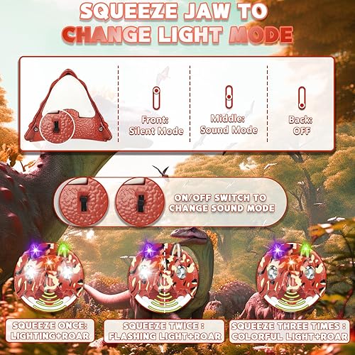 Miniatura 5 de Triceratops - Faro LED de dinosaurio para niños, equipo de camping, artículos esenciales, juguete de dinosaurio, linterna para niños, niñas o