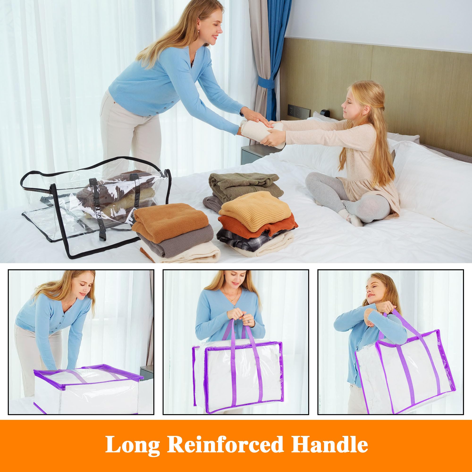 Set Di 3 Sacchetti Sottiletto Vieshful - Porta Abiti E Giocattoli 40L, Grigio - Foto 11