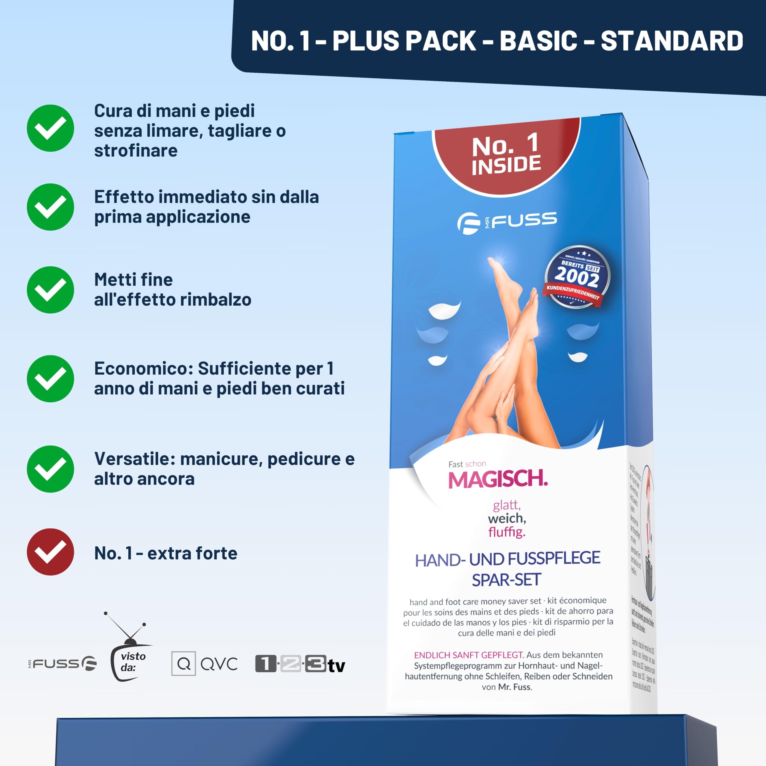 Mr. Fuss No. 1 Soluzione, Calli Piedi Rimozione, Plus Pack Basic Standard, Kit Callifugo Per Piedi, 3 Parti, Liquido Cheratolitico Extra Forte