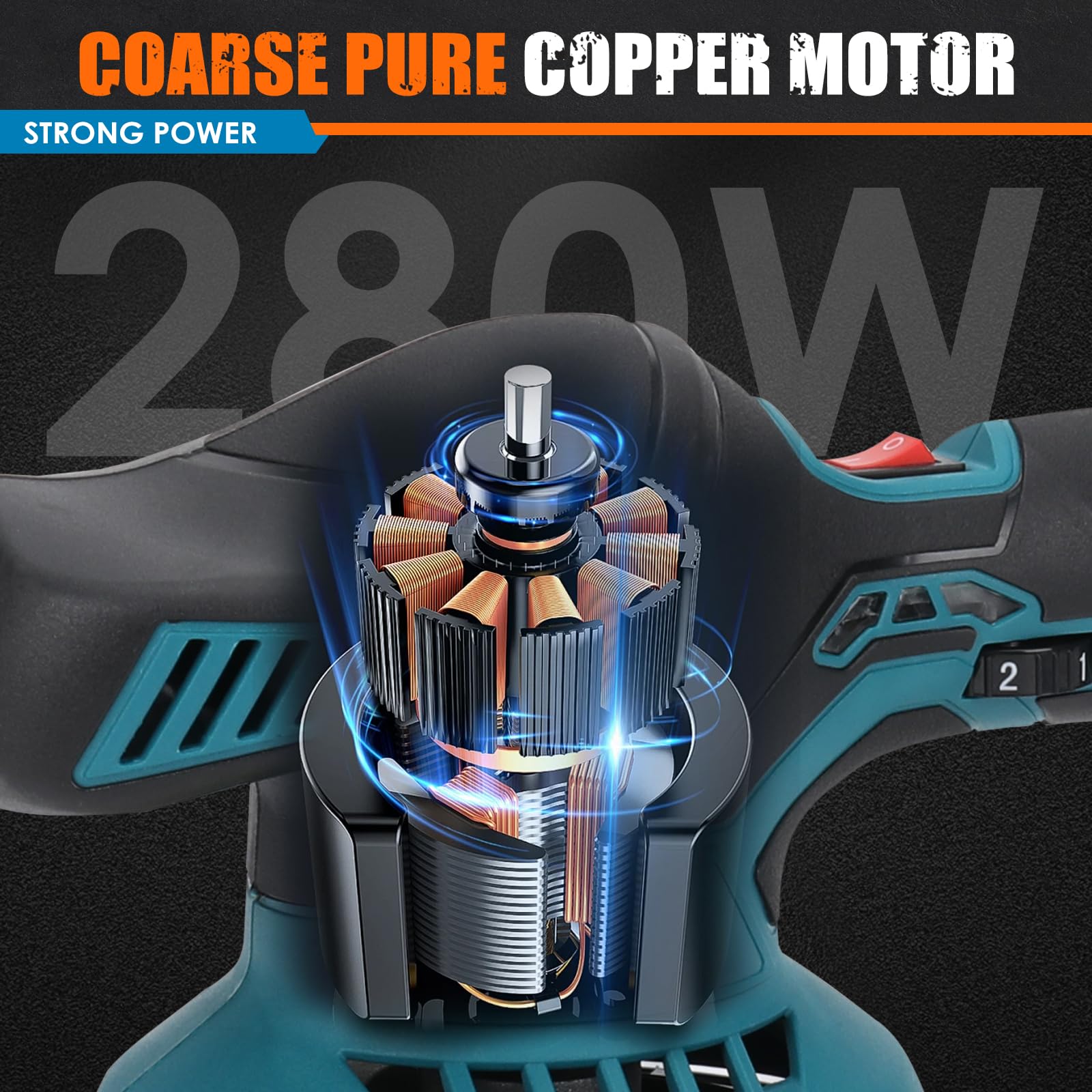 Lucidatrice a batteria compatibile con Makita 18V batteria, 15 cm Lucidatrice per auto con 12 accessori, lucidatrice eccentrica a 6 velocità variabili da 2500-5000 giri/min (senza batteria)