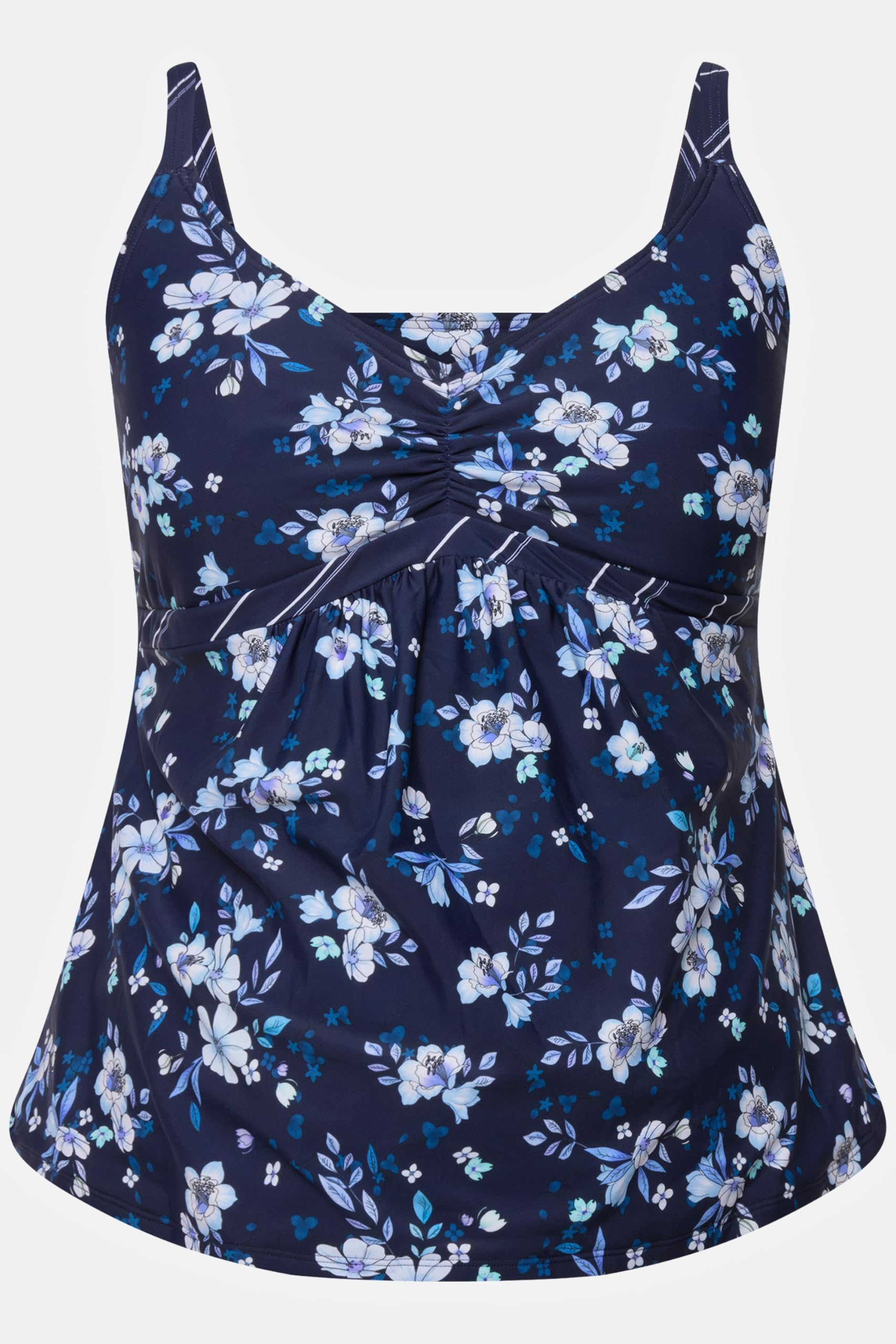 Ulla Popken Damen große Größen Übergrößen Plus Size Tankini, Umstandsmode, Blüten/Ringel, Raffung, verstellbare Träger 825430