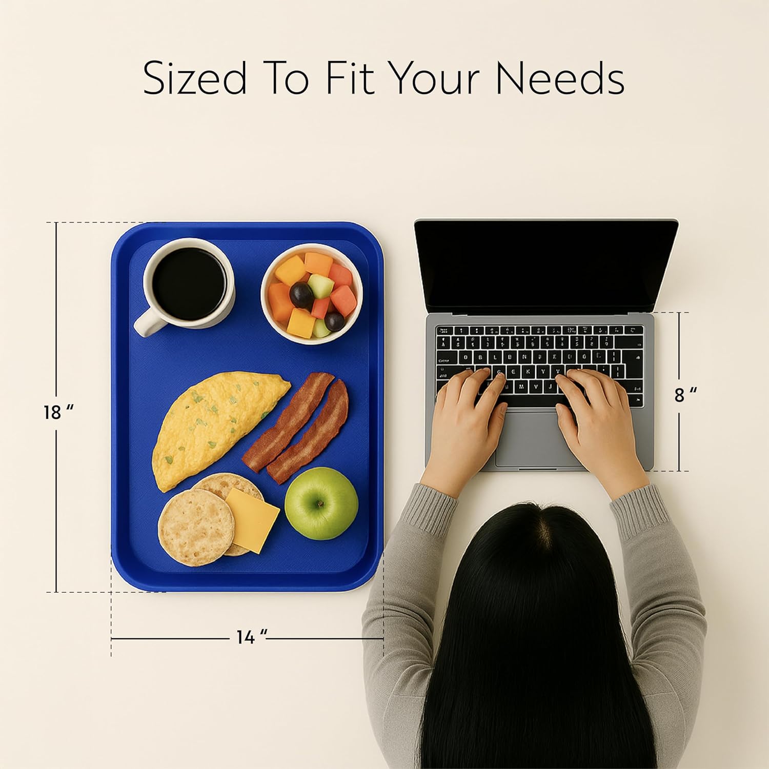 Restaurantware RW Base 14 x 18 Inch Fast Food Trays 10 Sturdy Cafeteria Lunch Trays - Lightweight No Slip Blue Plastic Serving Trays Rounded Corners for Restaurants Or Dinner Service Blue 14" x 18"/10 count 10