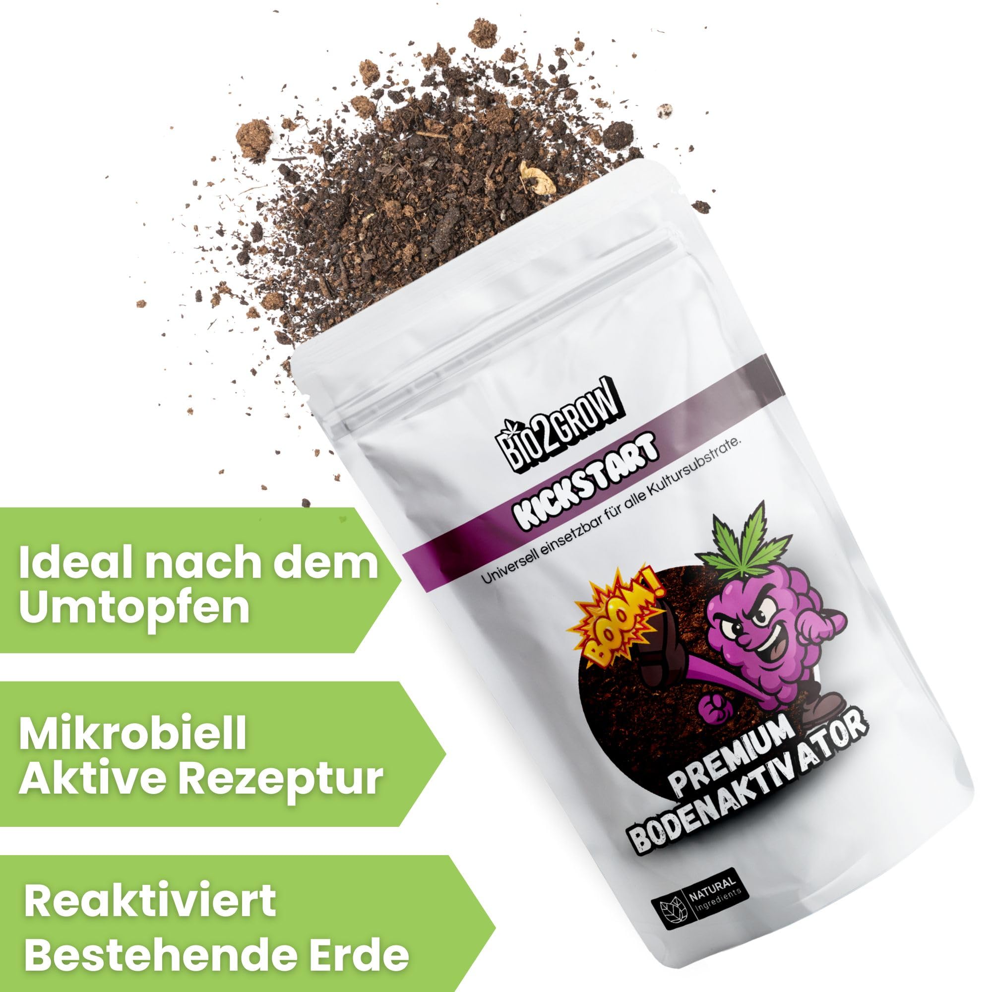 Kickstart 5 kg – Bringt ausgelaugte Erde wieder zum Leben – Organischer Dünger & Bodenaktivator mit Bakterien – Für Erde & Kokos – Indoor & Outdoor