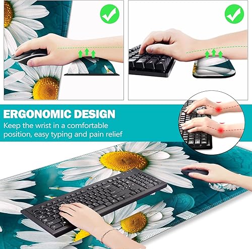 Miniatura 3 de ARTSO Juego de alfombrillas de mouse grandes para juegos, soporte para reposamuñecas para teclado + cojín de muñeca para mouse + alfombrilla de